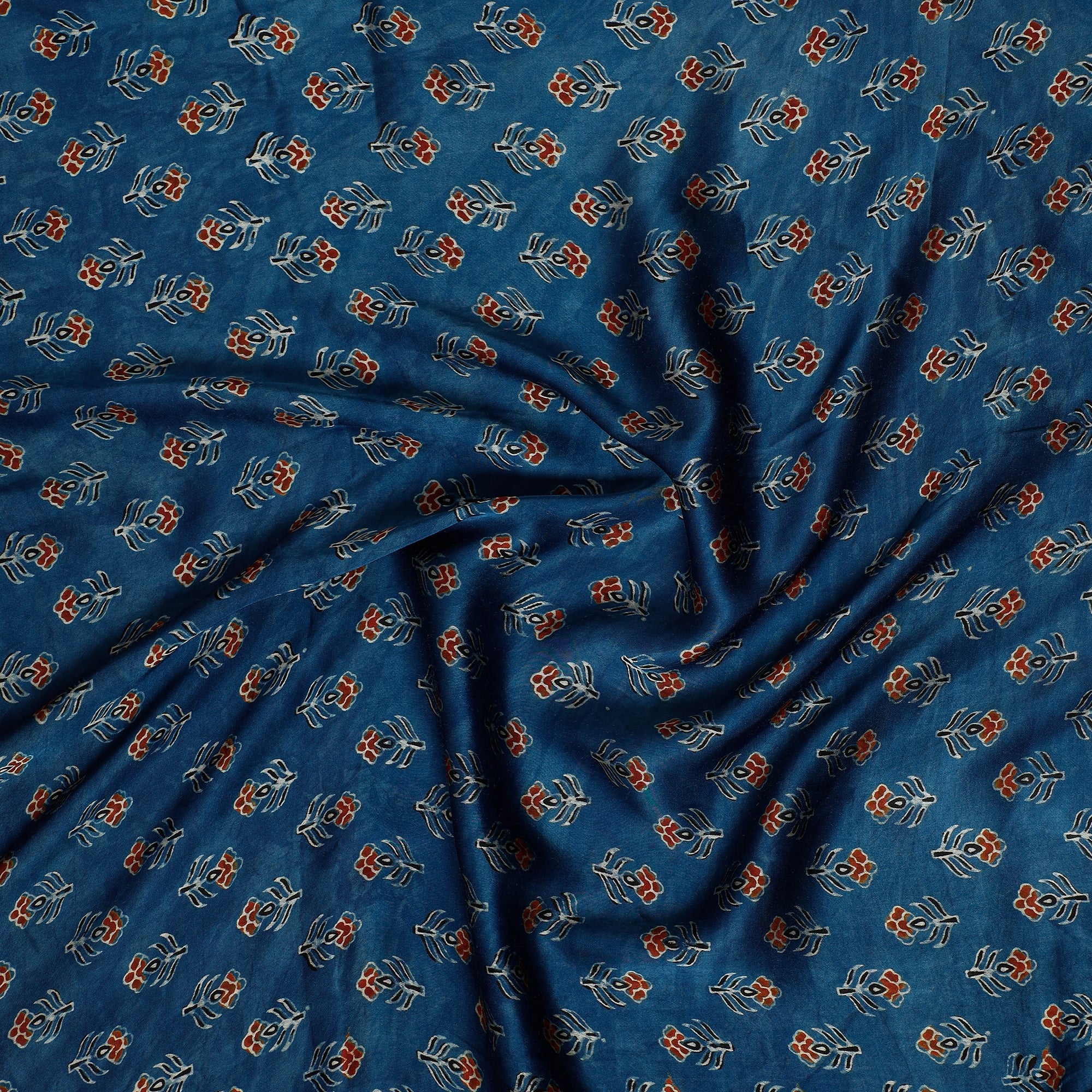 KACHCHH JI CHHAAP Blue - Ajrakh Block Printed Modal Silk Precut fabric - view 2