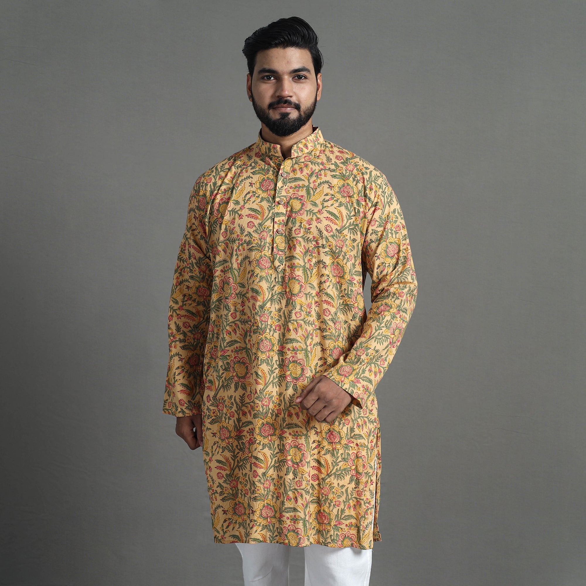 ITOKRI CASUALS Block Print Cotton Sanganeri Kurta for Men (Long) 17 - view 4