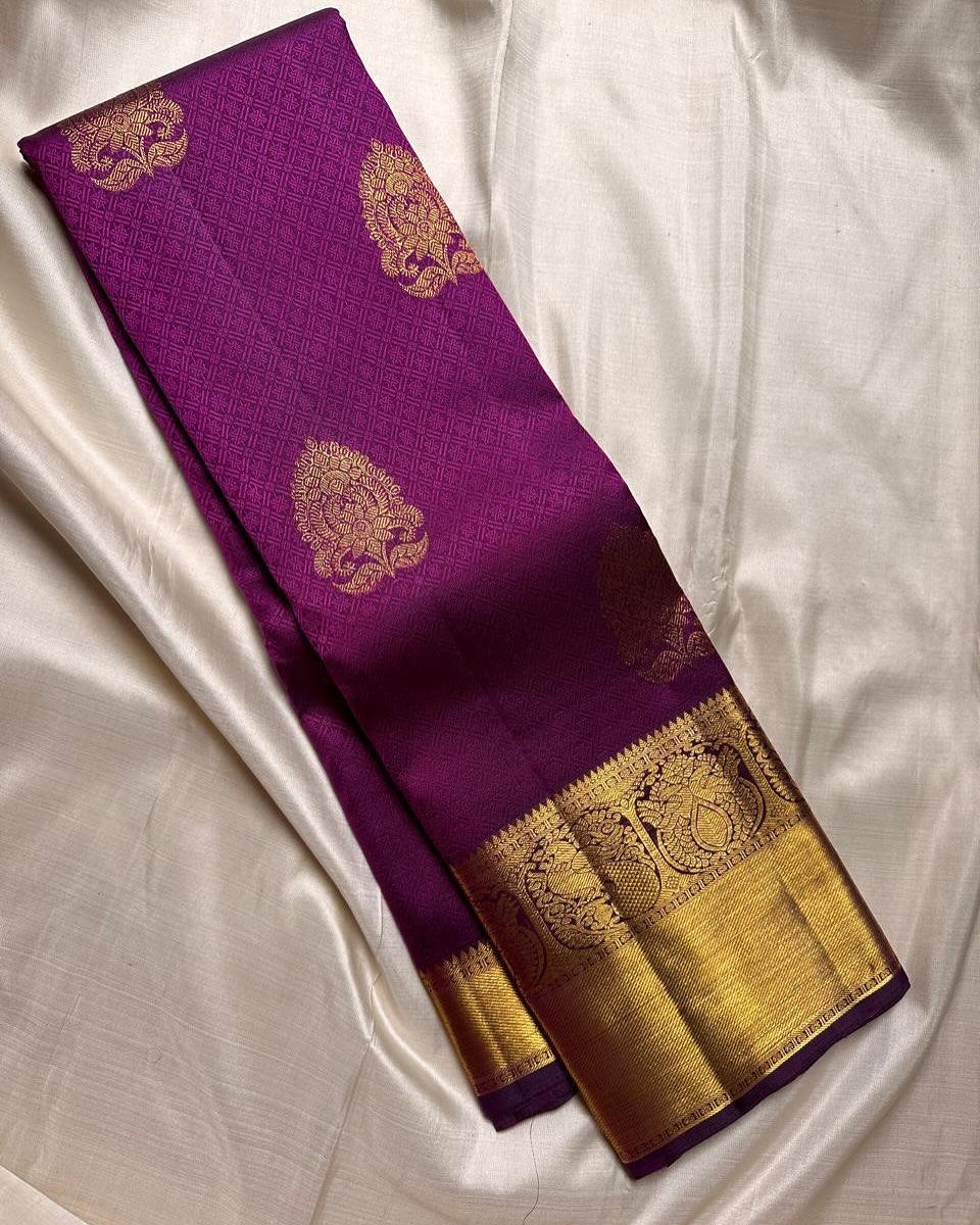 Aayna Transcendent Purple Soft Banarasi Silk Saree With Beguiling Blouse Piece