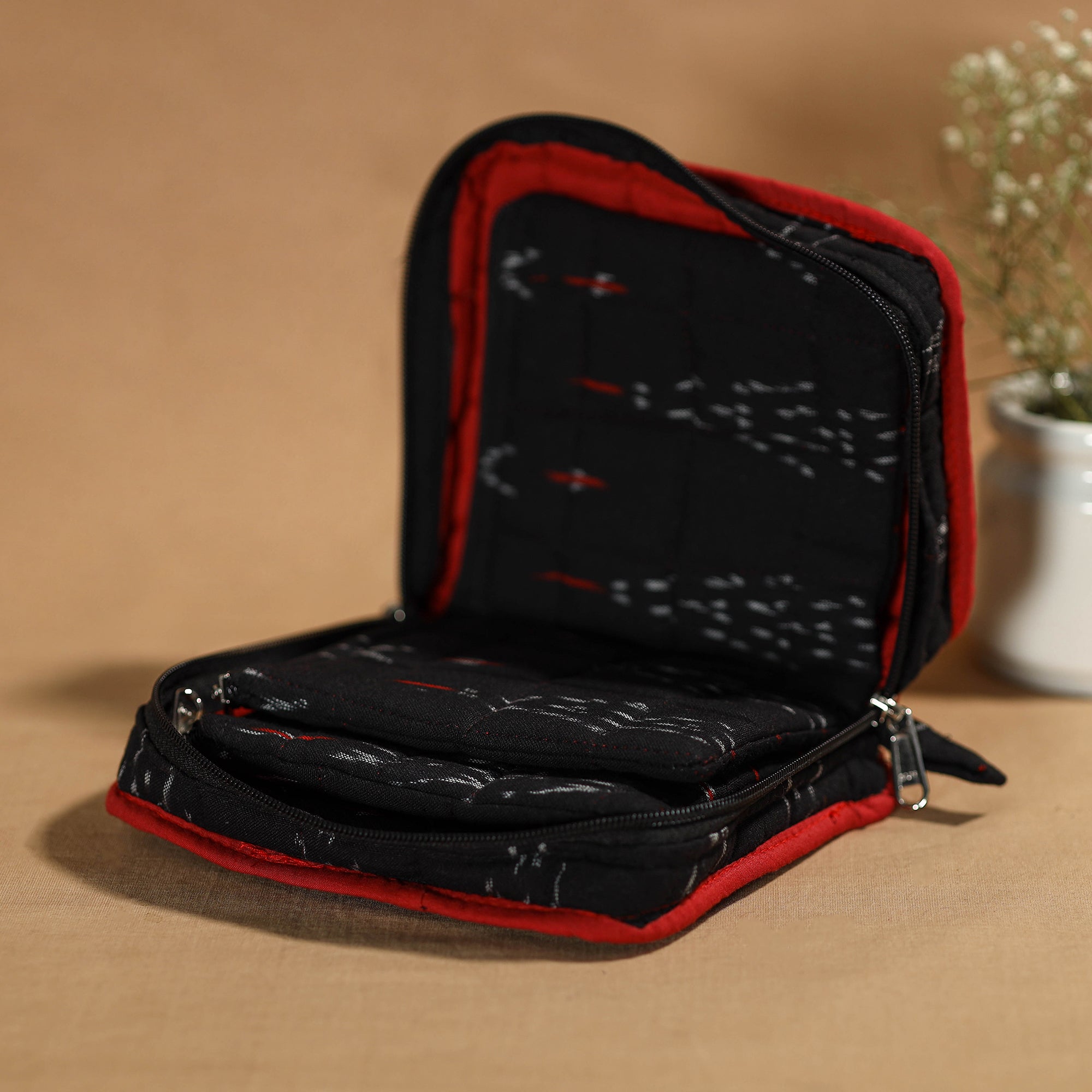 NOORI BAZAR Black - Handmade 4 Pockets Cotton Jewelry Bag 36 - view 3