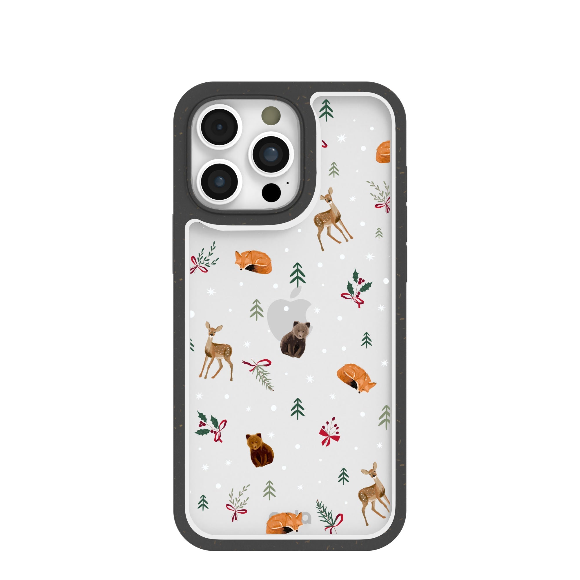 BlackTree Clear Winter Woodland iPhone 16 Pro Max Case With Black Ridge