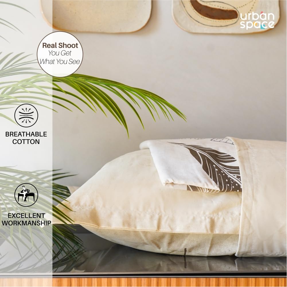 Urban Space -Home Furnishing Store 220 TC 100% Cotton Single Printed Bedsheet with Pillow Covers - Sweet Cherry Light Brown - view 5
