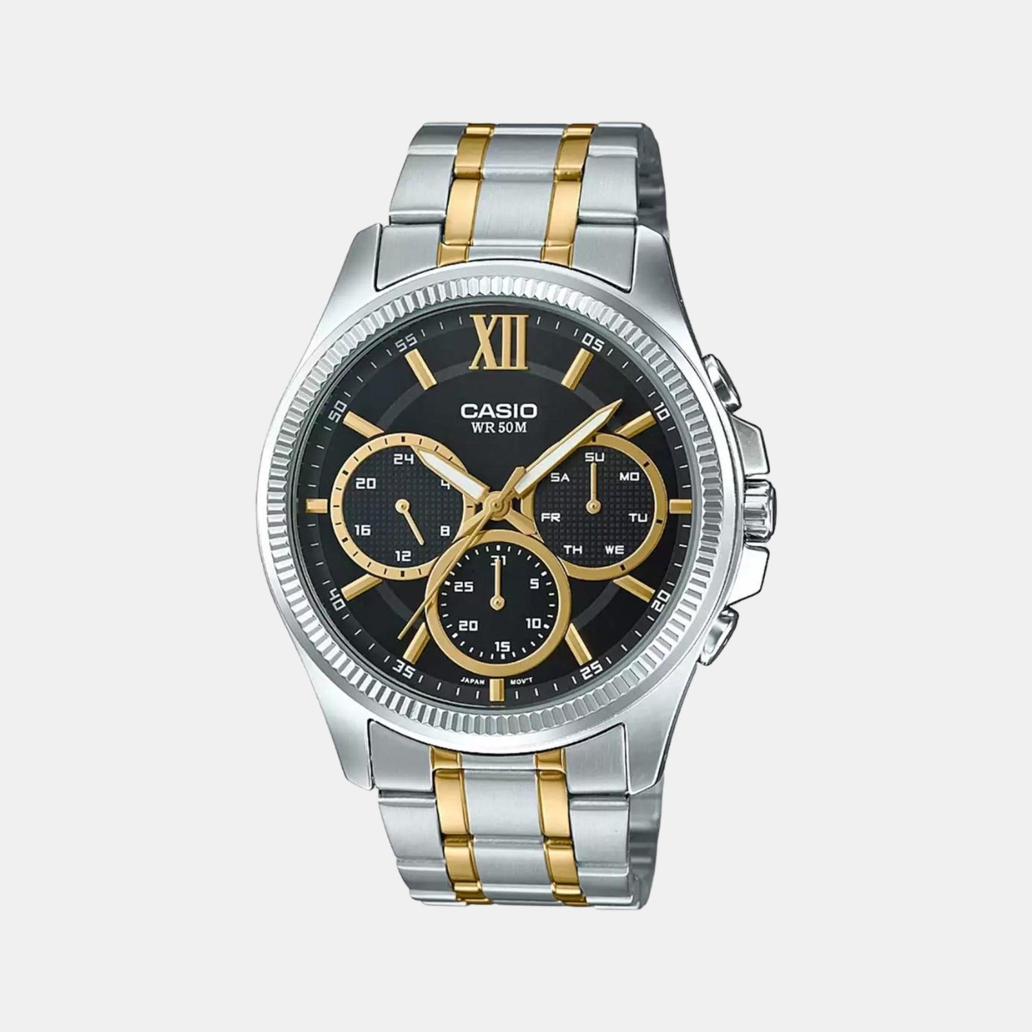 Casio Enticer Men Quartz Black Dial Chronograph Stainless Steel Watch A1775