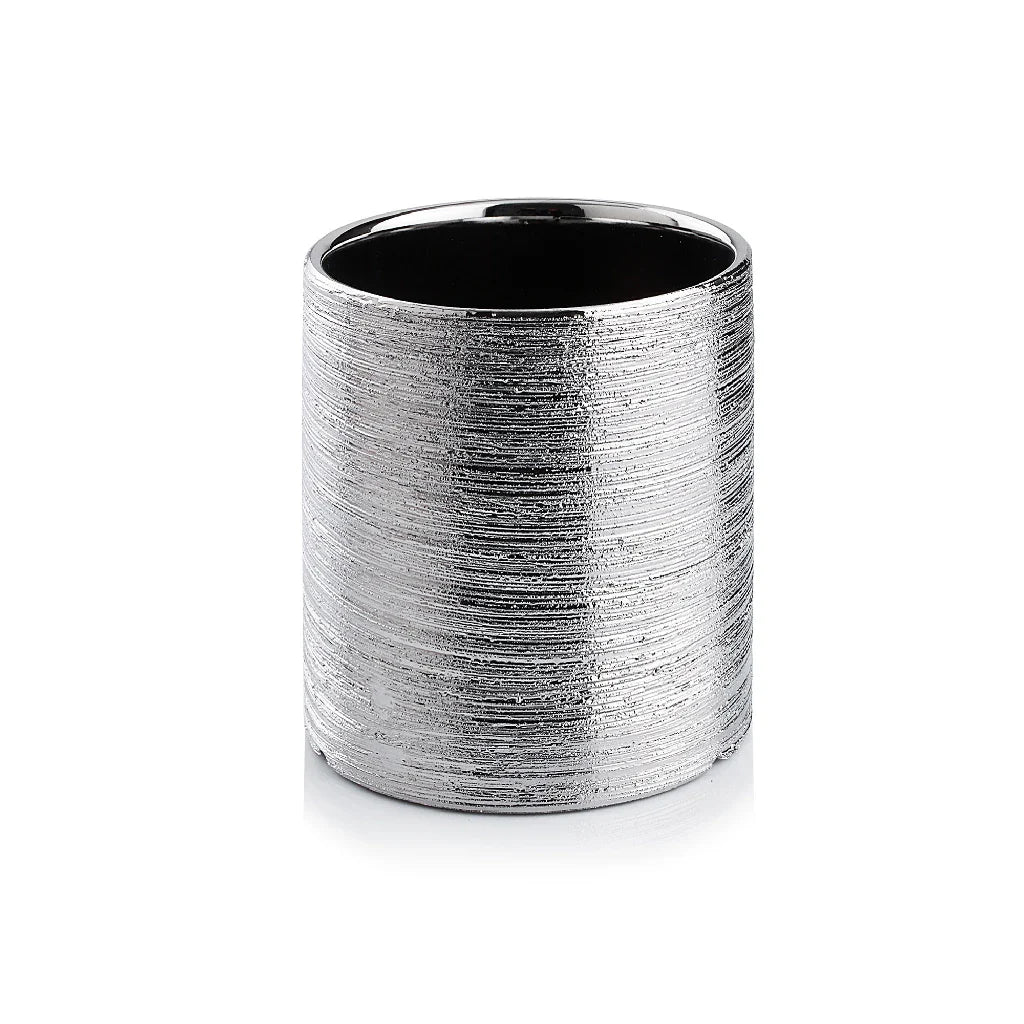 FiftyFlowers Silver Etched Cylinder Flower Vase