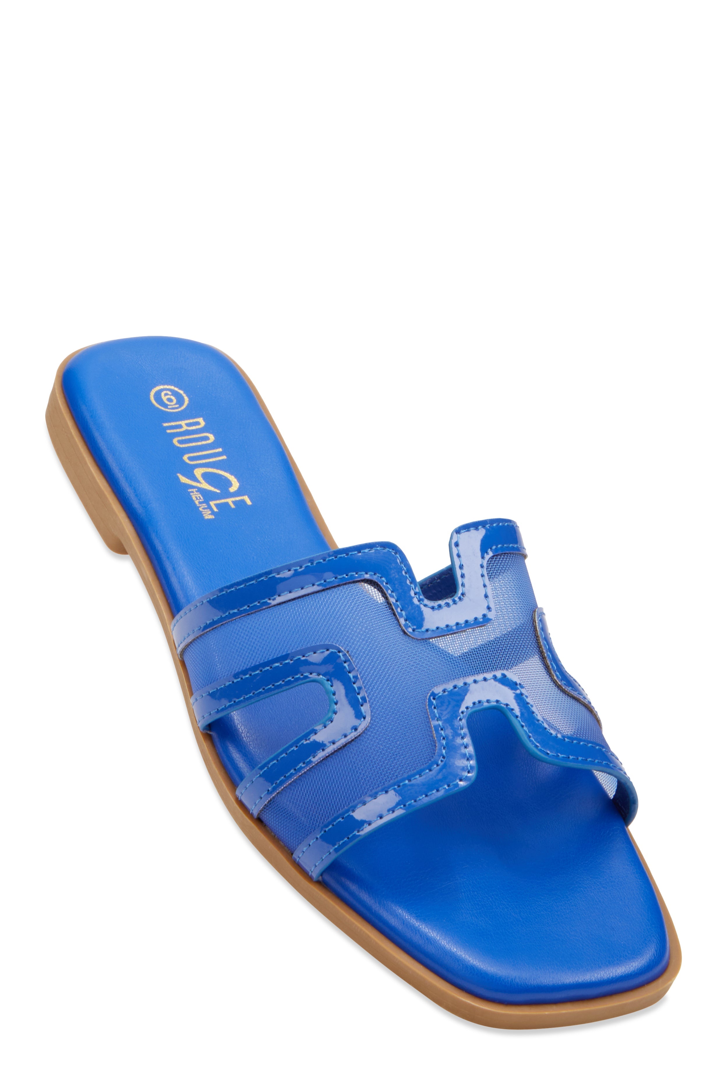 Rainbow Shops Mesh Insert Cut Out Band Slide Sandals