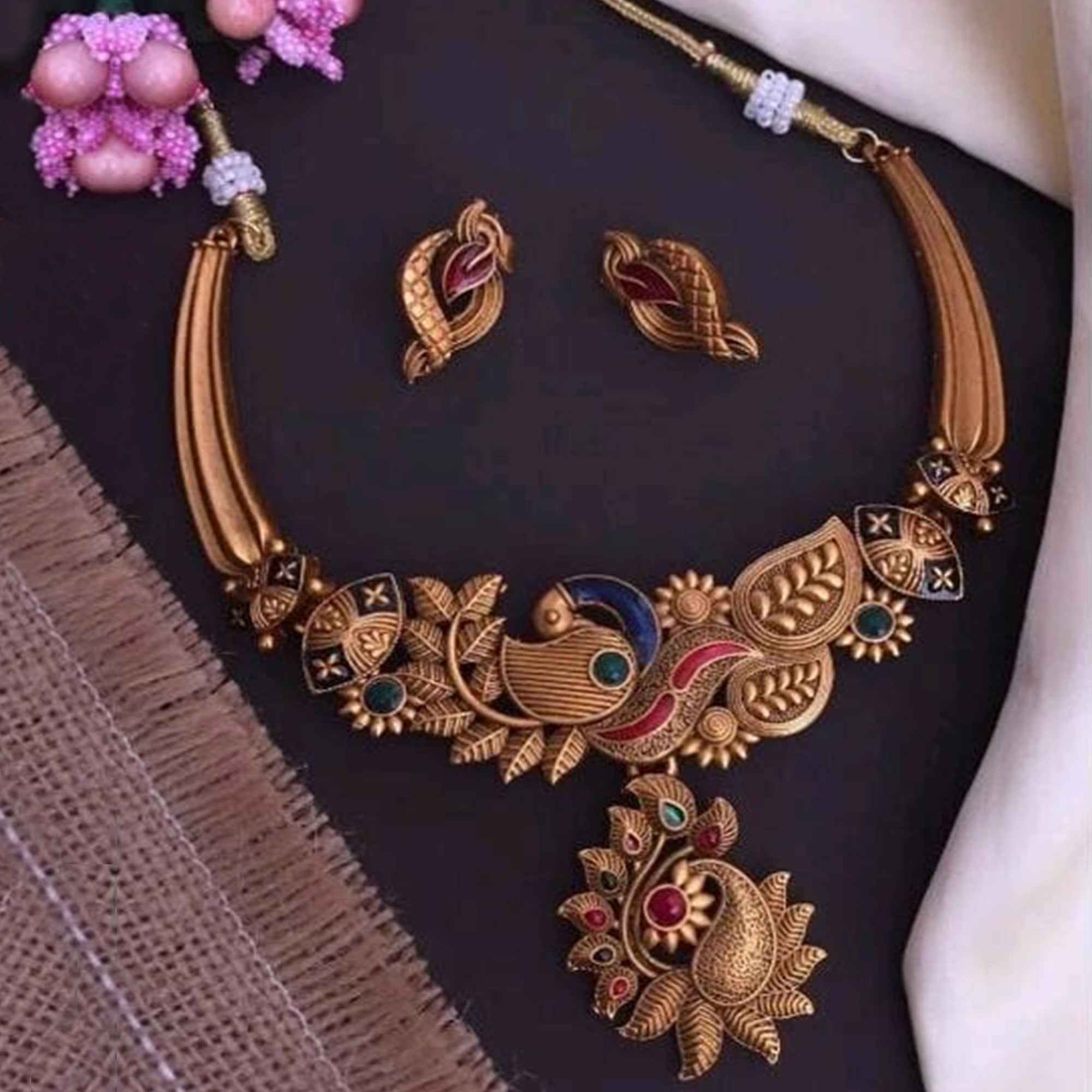 Peachmode Gold Plated Alloy Necklace Set