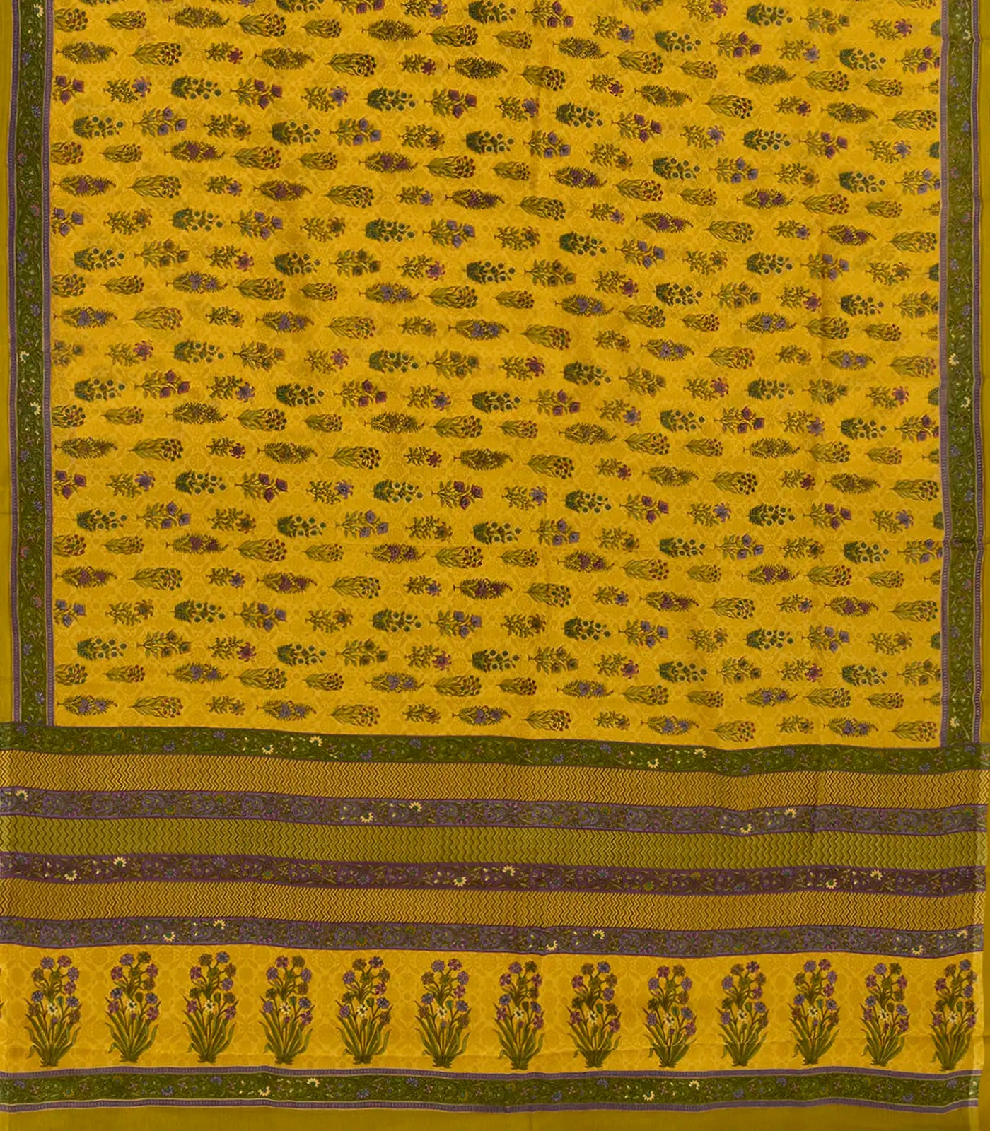 RmKV Gold Chiffon Printed Silk Saree With Floral Motifs-Gold - view 2