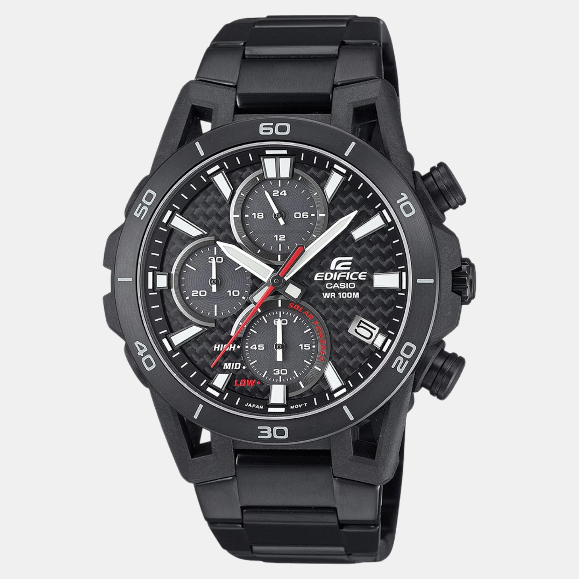 Casio Edifice Men Quartz Black Dial Chronograph Stainless Steel Watch ED629