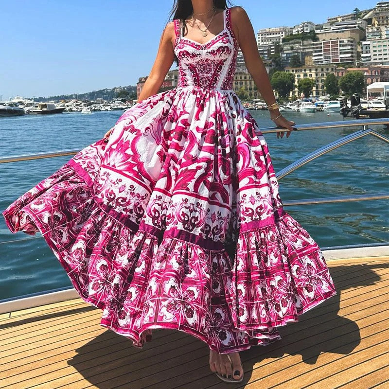 Alamode By Akanksha Kiko Porcelain Print Maxi Dress in Pink
