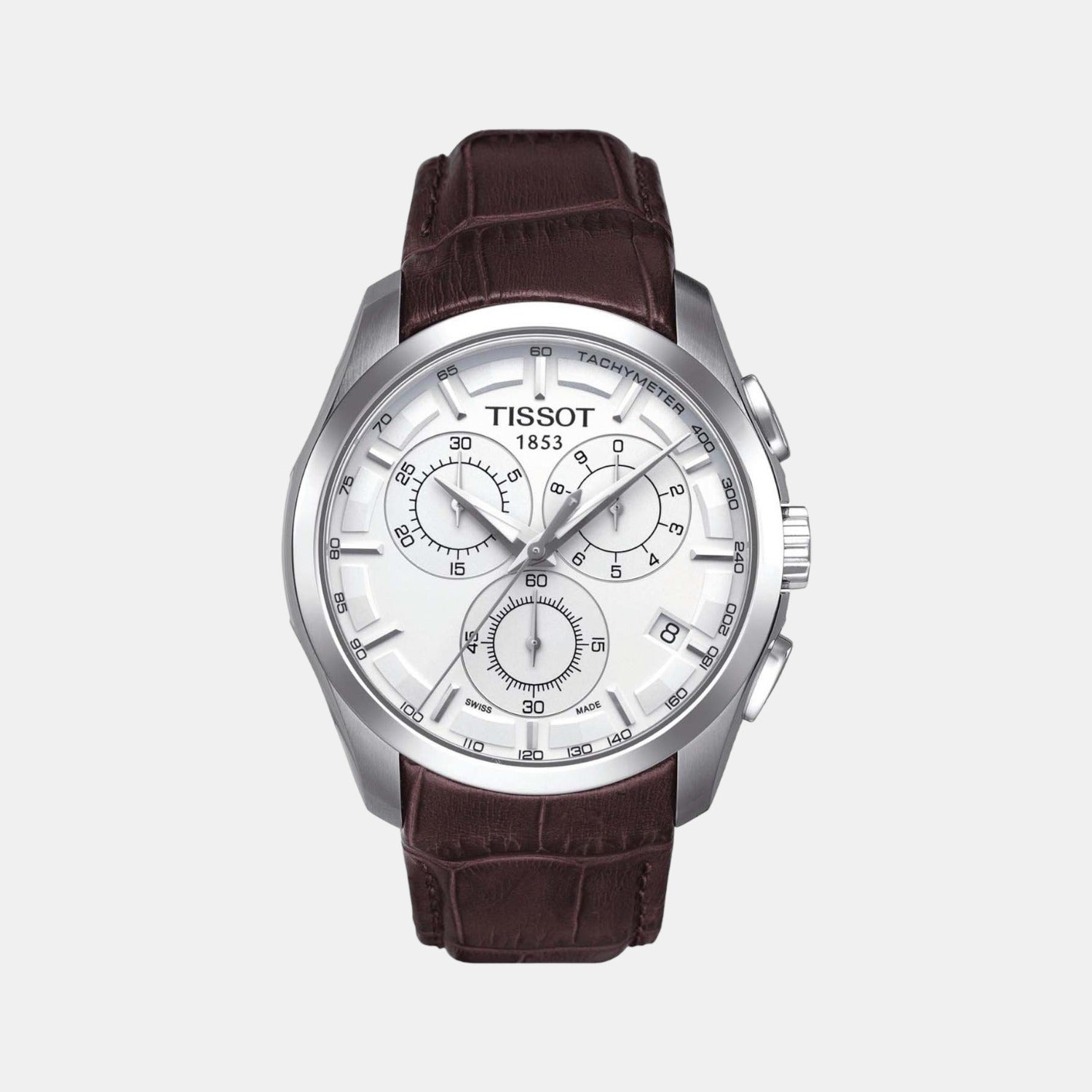 Tissot Couturier Men Quartz Silver Dial Chronograph Leather Watch T0356171603100