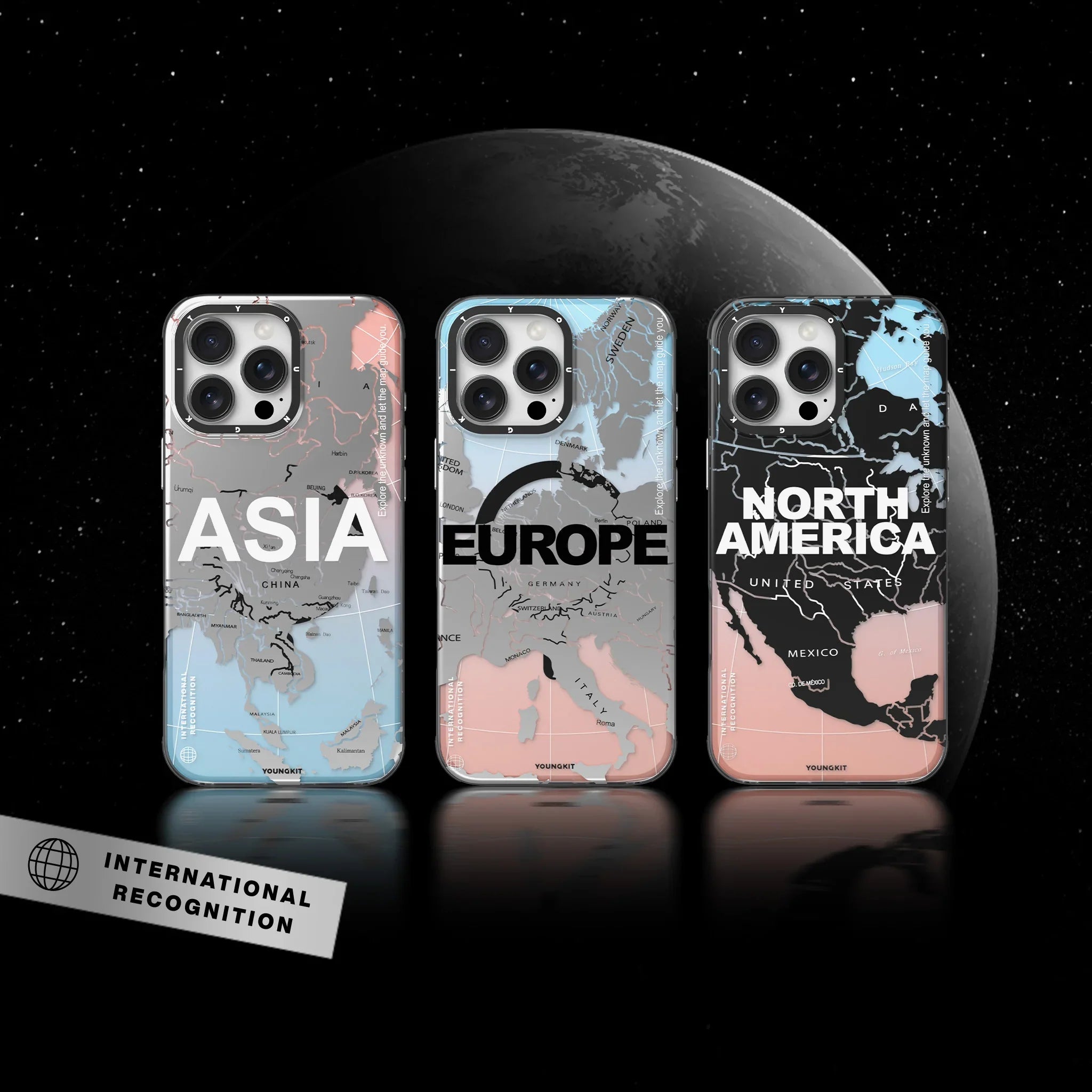 MX YOUNGKIT Artistic Continent Map Graphic Case - iPhone
