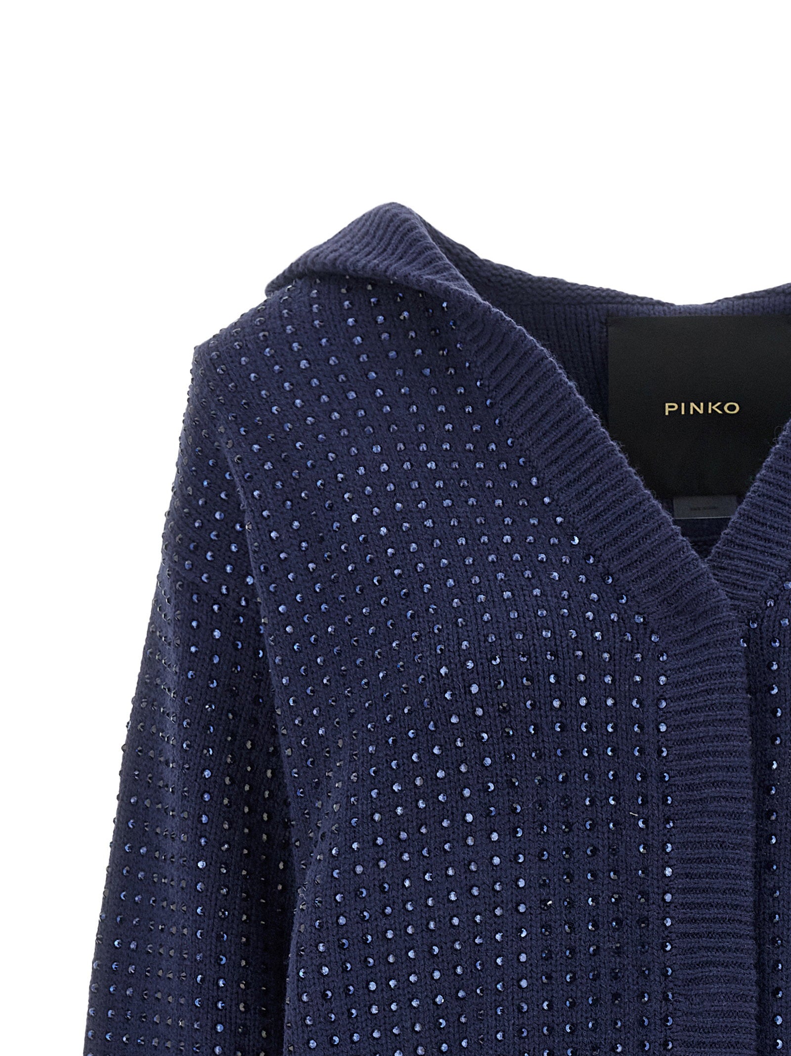 Pinko Seicento Cardigan With Rhinestones And Hood - view 3