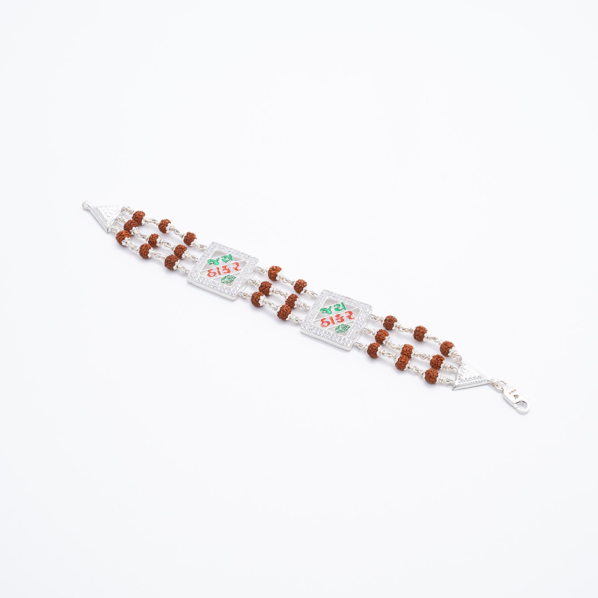 Prinjal Jewellers Rudraksha Silver Two Jay Thakar Brooch Bracelet - view 3