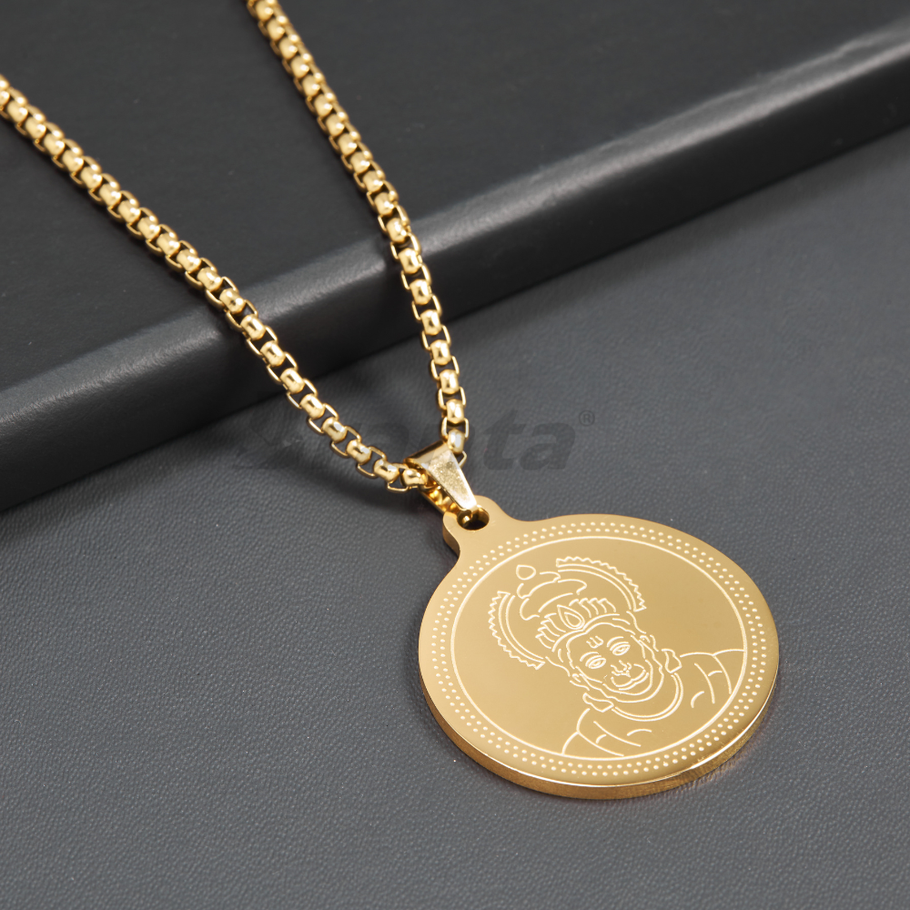 Branta Hanuman Gold Plated Pendant Chain For Men (24 Inch) - view 2