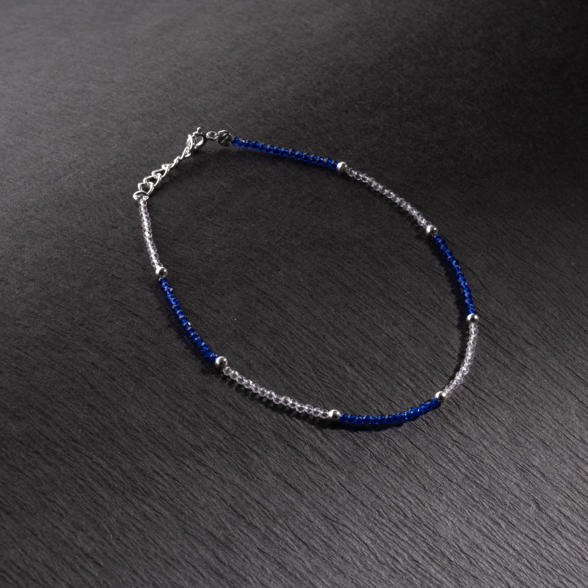 Prinjal Jewellers Real silver and dark blue beads anklets for women