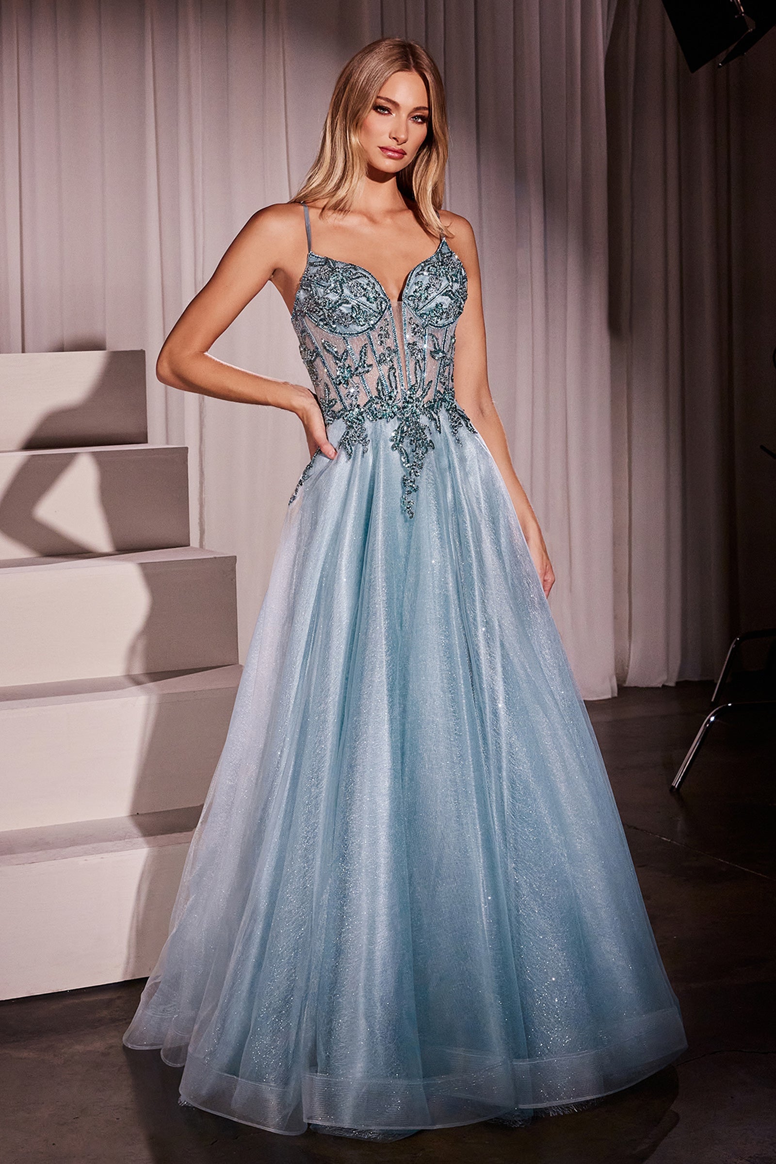 Cinderella Divine Applique Sleeveless Tulle Gown by Ladivine CC0881 - view 8