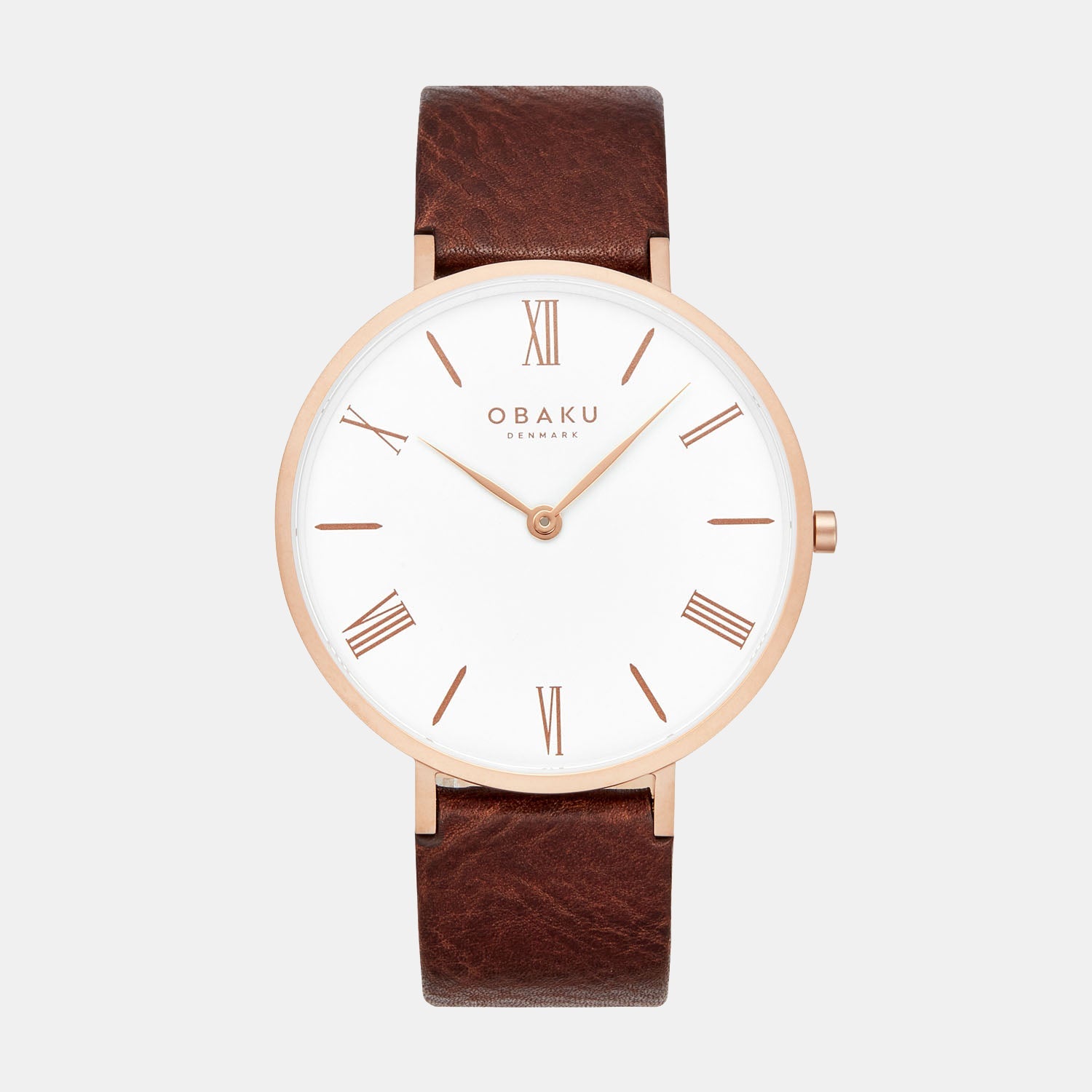 Obaku Folie Mahogany Men Quartz Silver Dial Analog Leather Watch V283GXVWRN