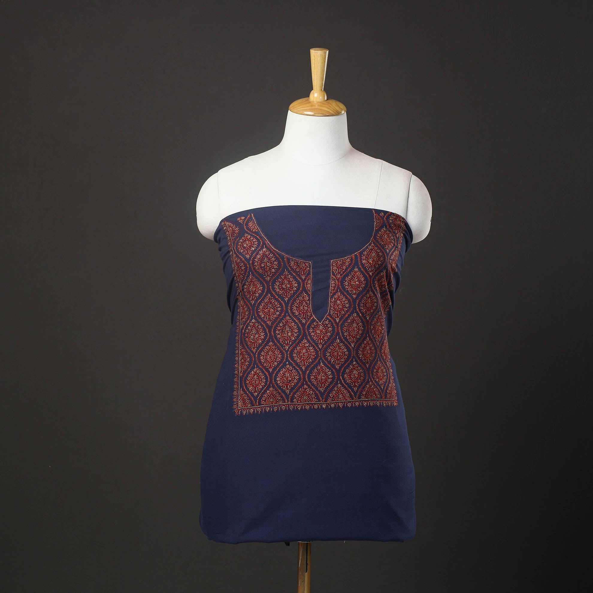 ITOKRI CRAFTS INITIATIVE Blue - 2pc Kashida Hand Embroidery Cotton Dress Material 44