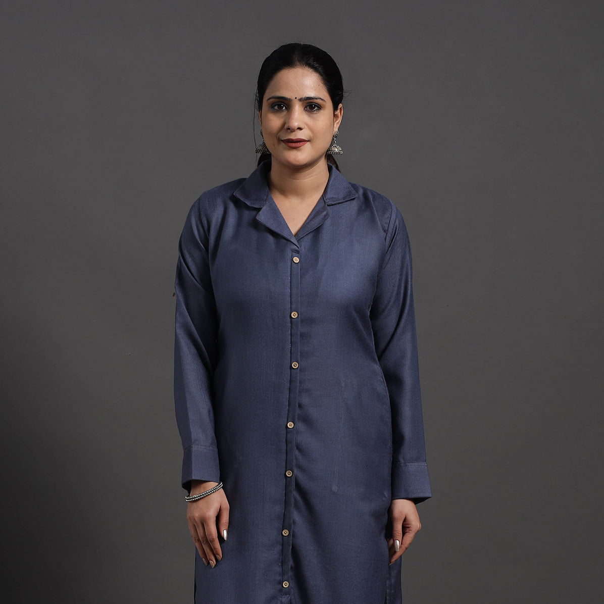 ITOKRI CASUALS Blue - Azreen Plain Merino Woolen Kurta