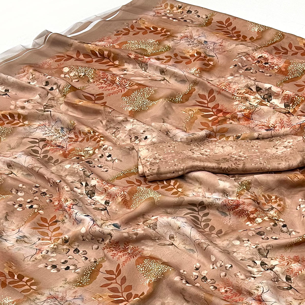 Peachmode Brown Floral Digital Printed Georgette Saree - view 2