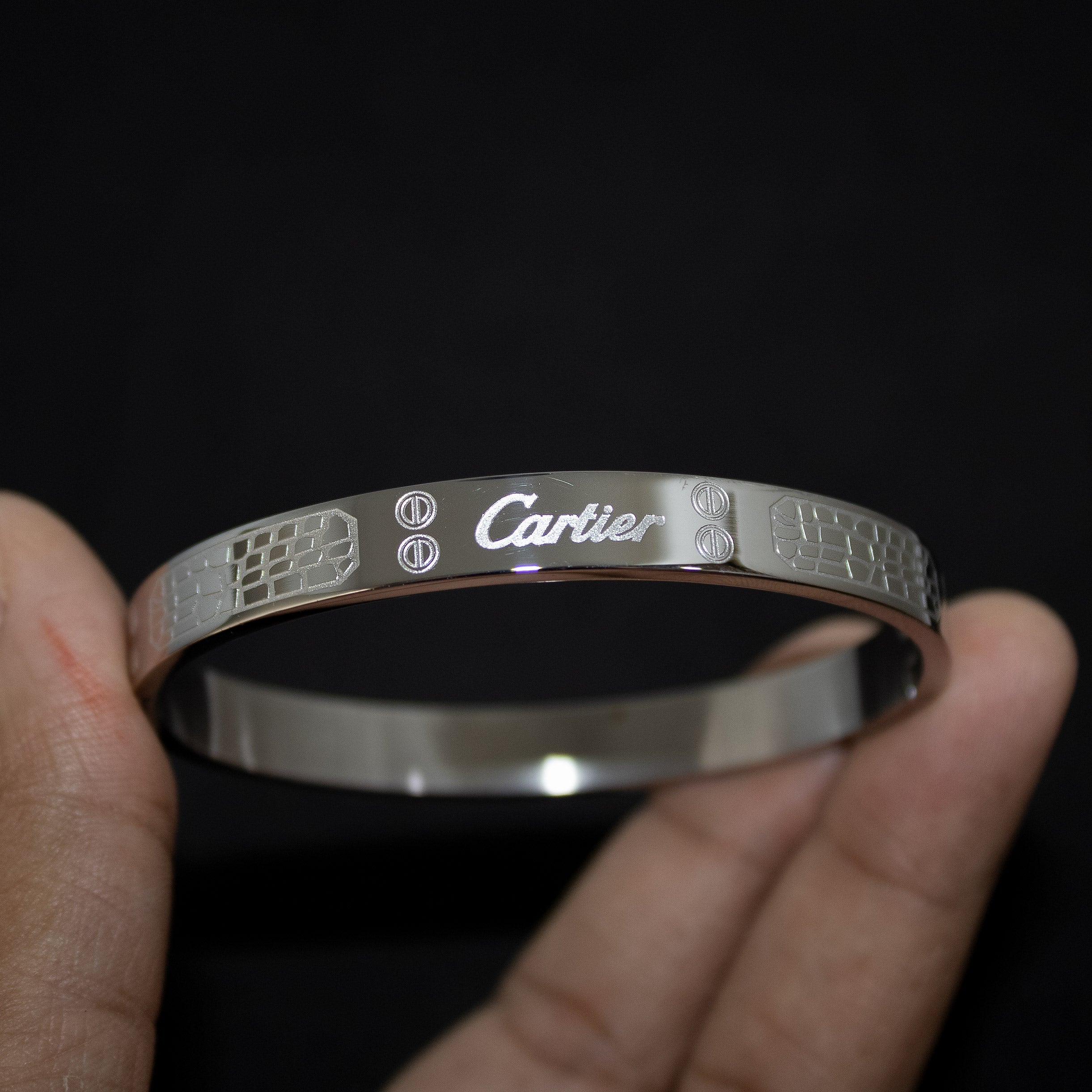 Branta Premium Stone Wall Silver Men's Kada Bracelet - view 3