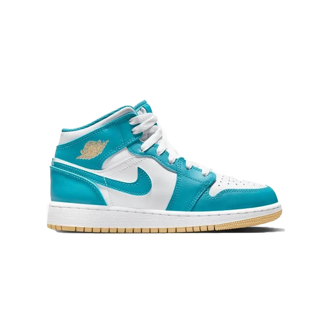 Aquatone gold-white gs – Air Jordan 1 Mid Aquatone/Gold-white (GS) Sale