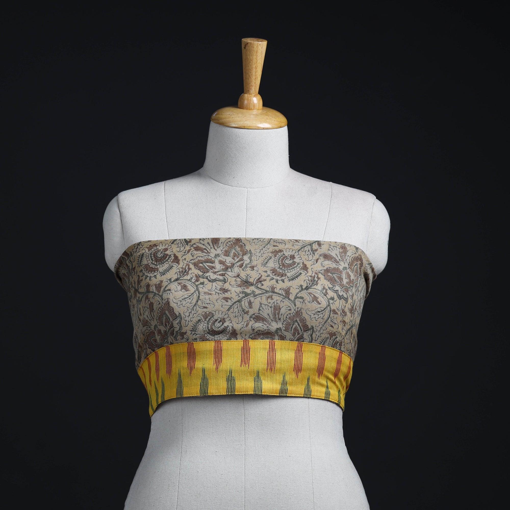 NOORI BAZAR Beige - Block Print Woollen Kalamkari Blouse Piece 47