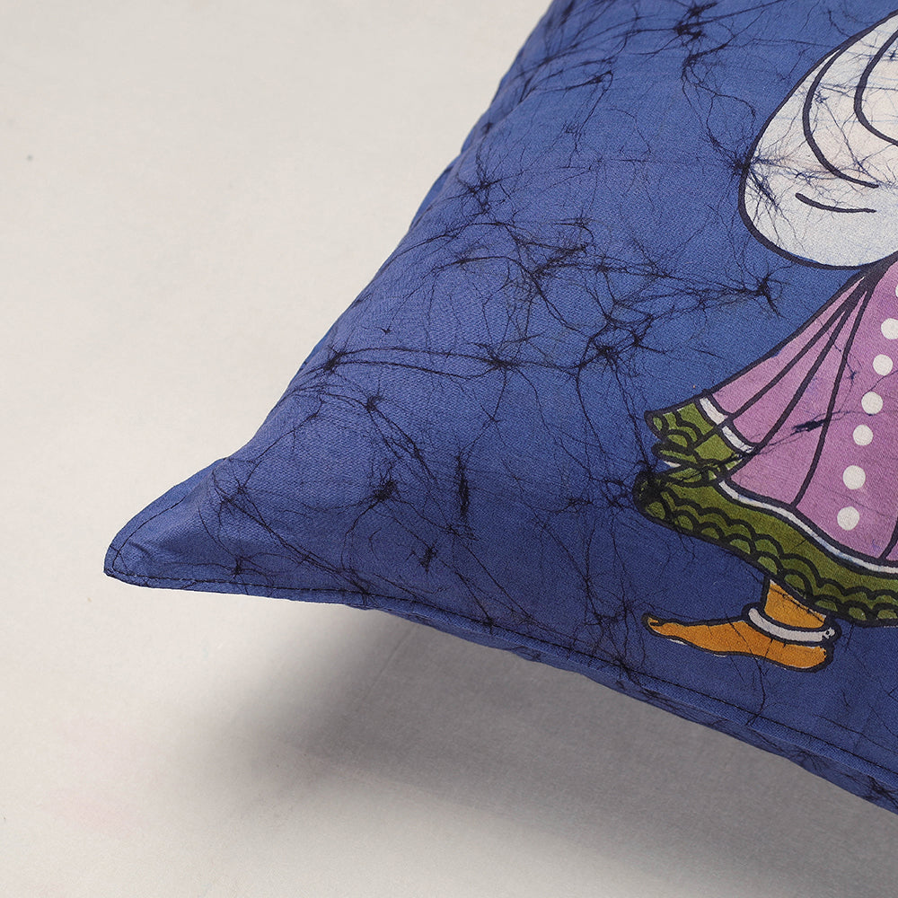 KACHCHH JI CHHAAP Blue - Hand Batik Printed Pure Cotton Cushion Cover (18 x 18 in) - view 2