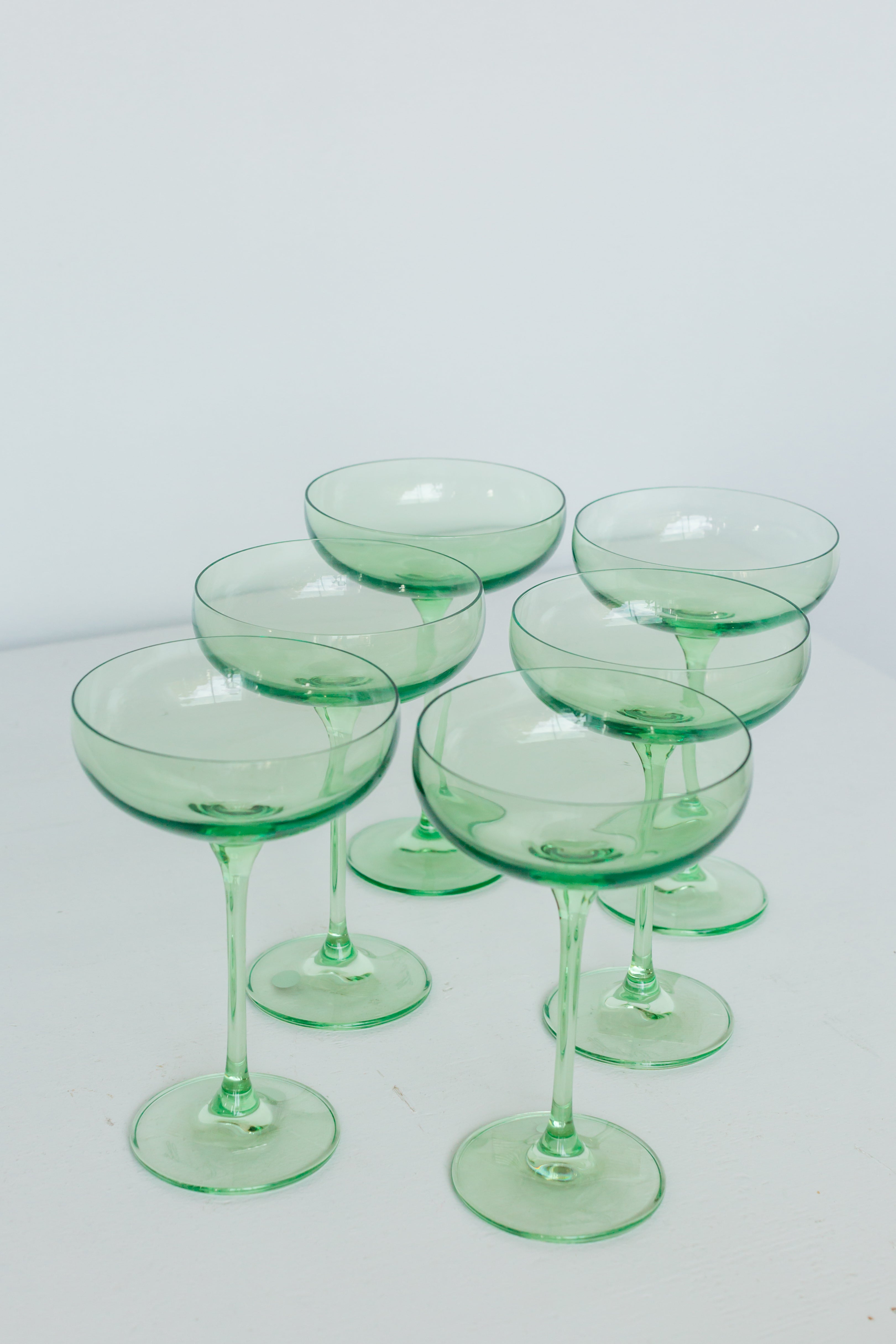 Estelle Colored Glass Estelle Colored Champagne Coupe Stemware - Set of 6 {Mint Green}