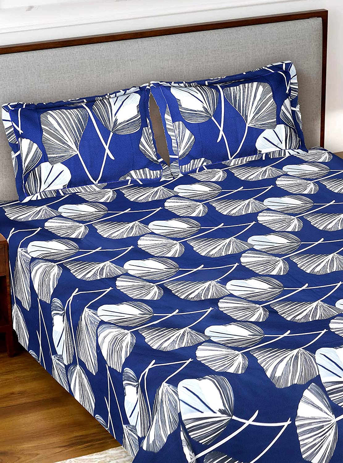 Kuber Industries Floral Print Glace Cotton Double Bedsheet with 2 Pillow Covers (Purple)-KUBMART011379 - view 2