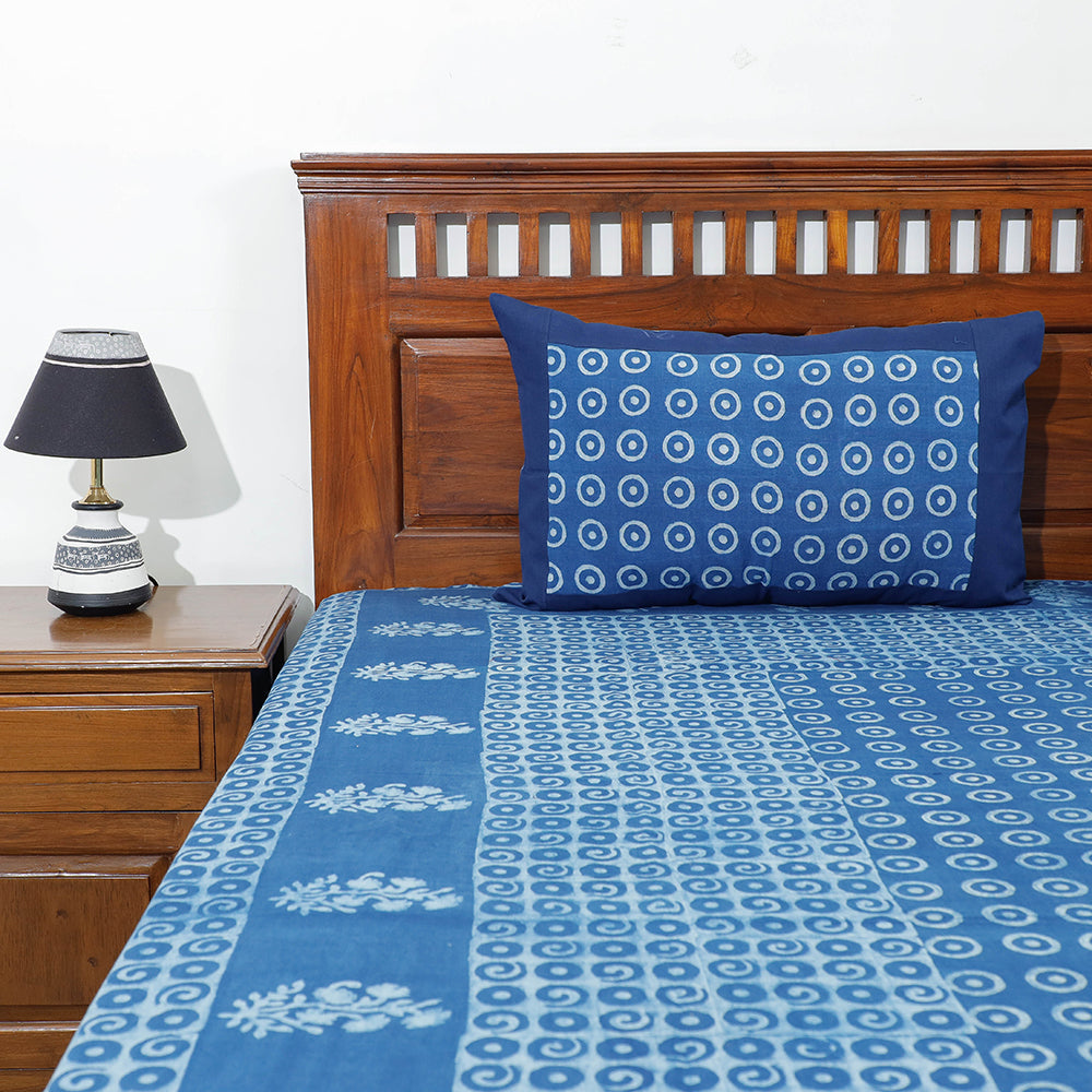 AHA VASTRA HANDLOOM Blue - Akola Block Printing Jhiri Pure Handloom Cotton Double Bedcover (101 x 86 in) - view 2
