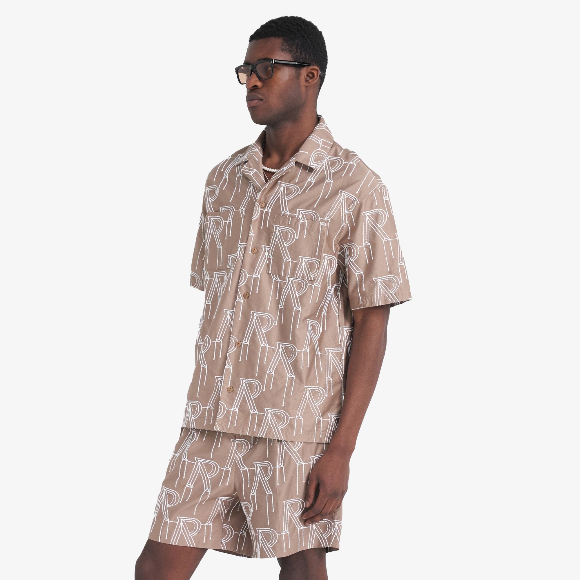 Represent | Embroidered Initial Overshirt { Washed Taupe - view 4