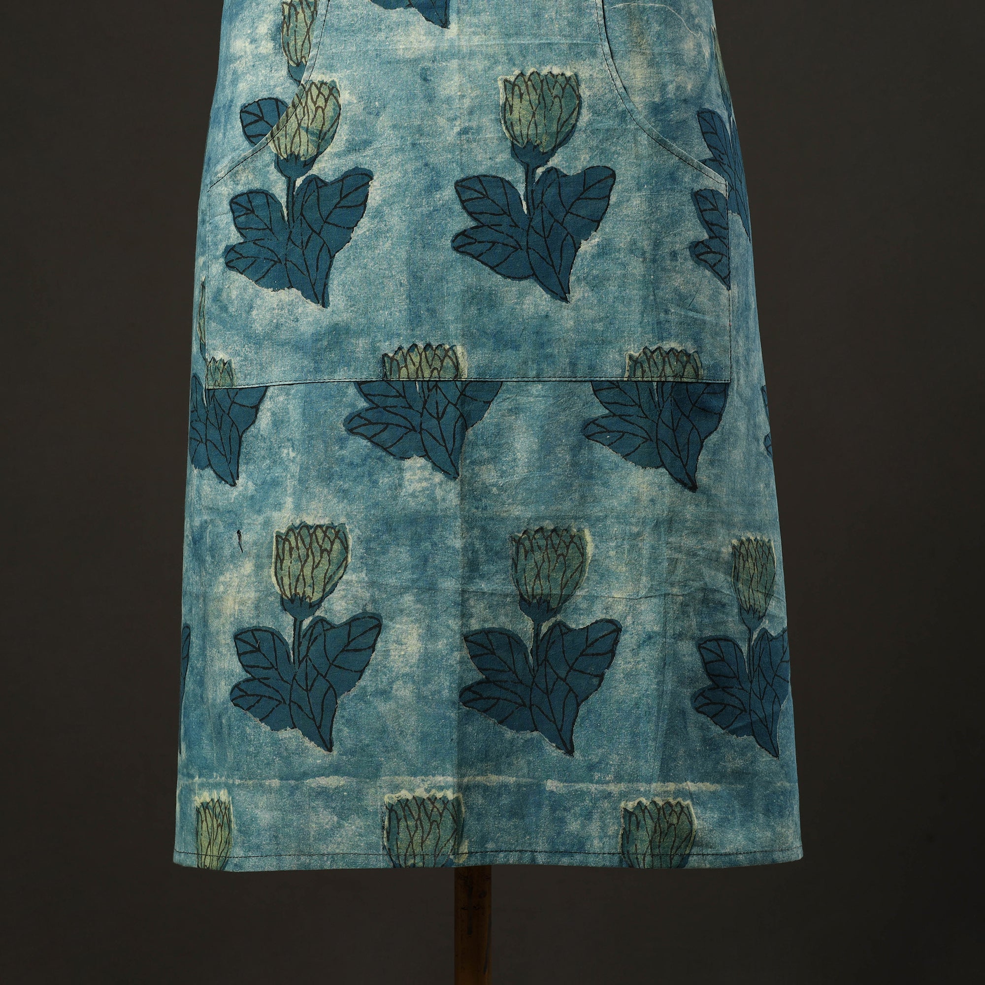 JALPARI Blue - Bagru Block Print Cotton Apron with Pocket 22 - view 3