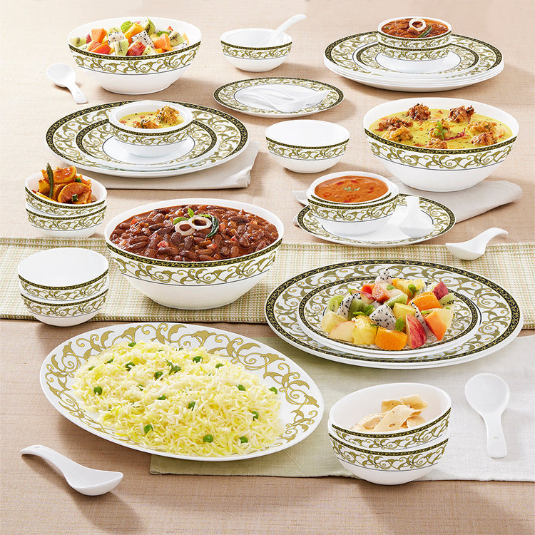 Larah by Borosil - Royale Kohinoor Series Opalware Dinner Set | Set of 33 Pcs - view 2