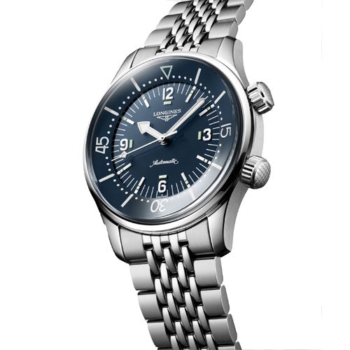 Longines Legend Diver Blue Lacquered Polished Dial & Silver Chain Unisex Watch - view 2
