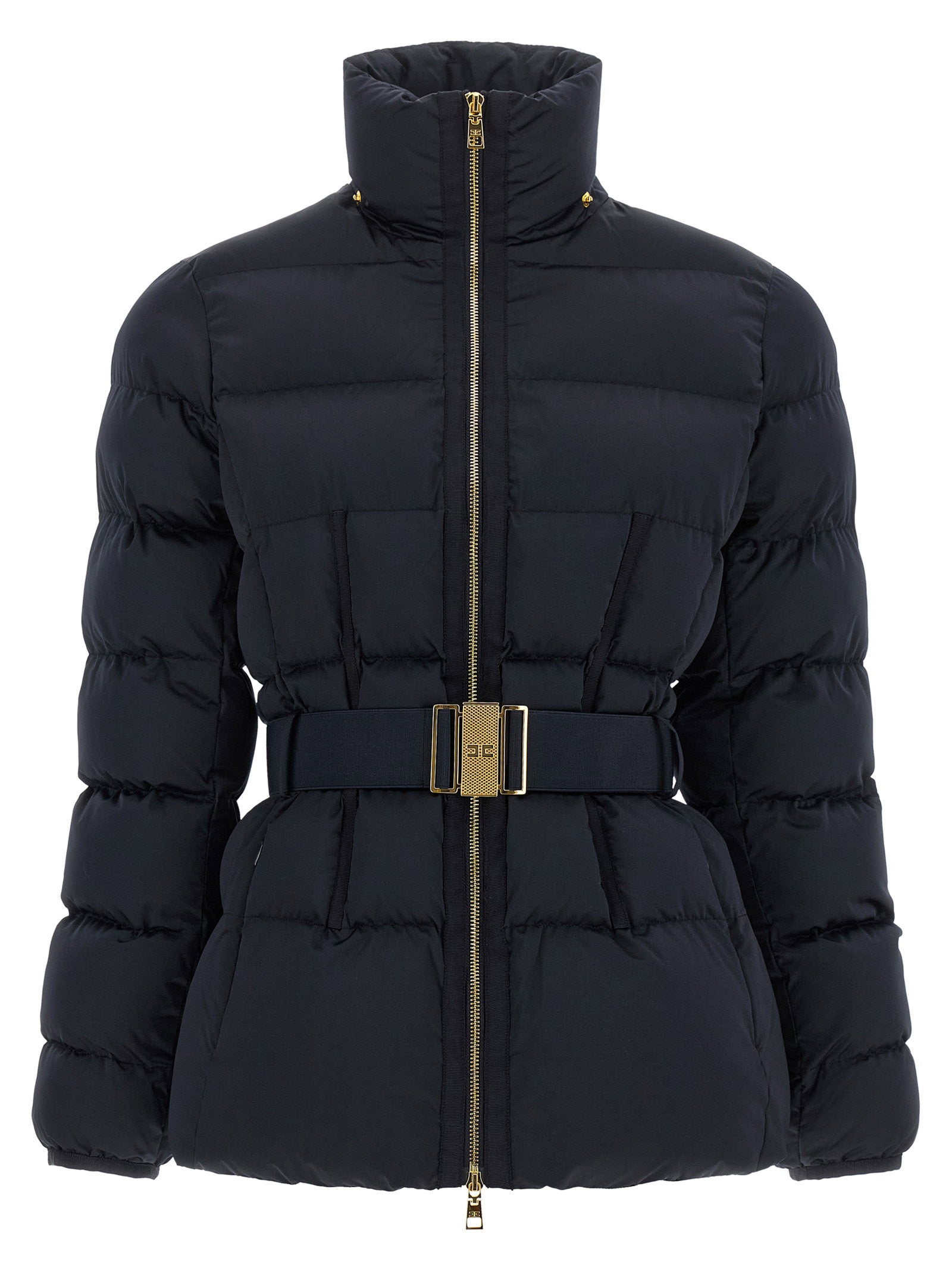 Elisabetta Franchi Belted Down Jacket With Logo Buckle - view 2