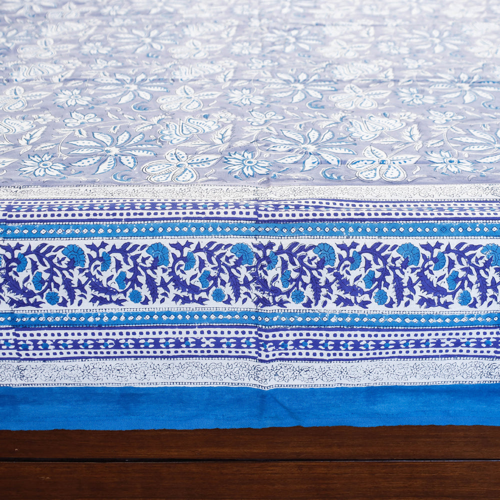 HAVELI CHRONICLES Blue - Block Print Cotton Double Sanganeri Bed Sheet - view 3