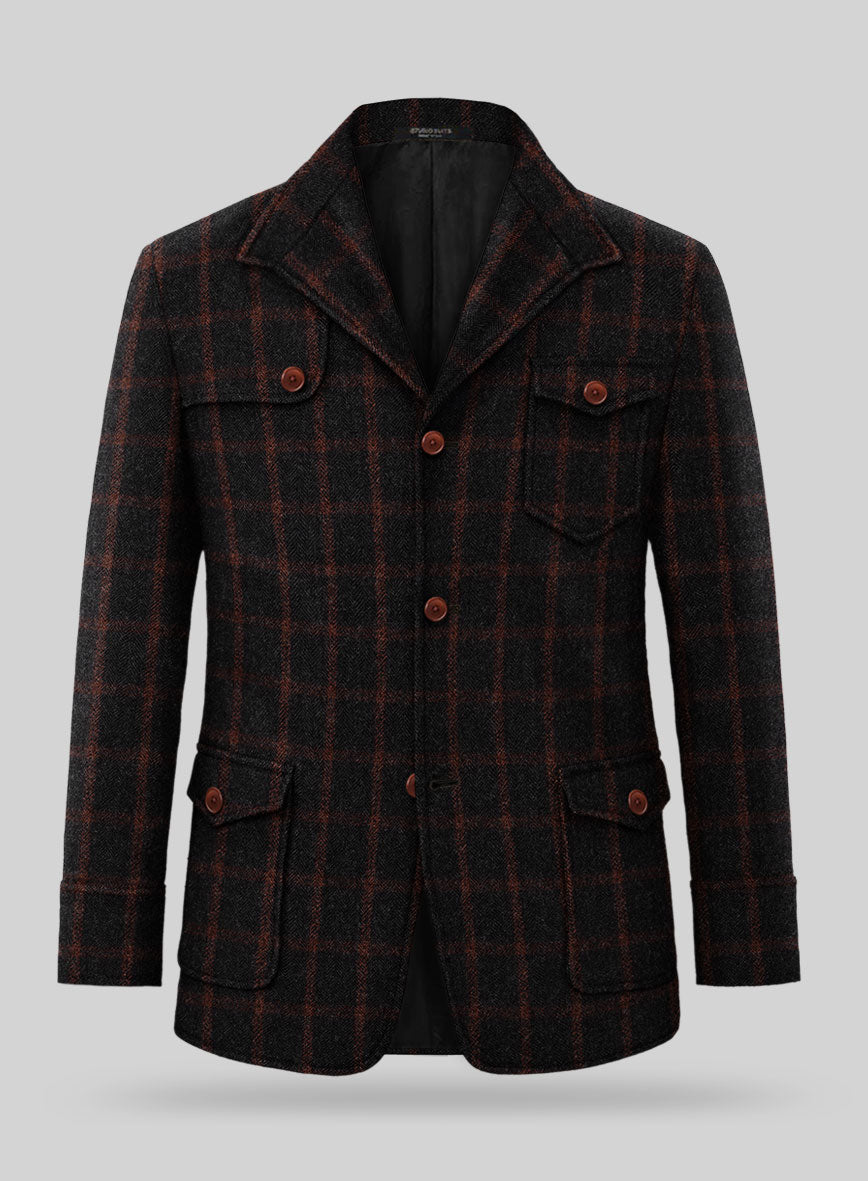 StudioSuits Highlander Heavy Black Check Hunter Style Tweed Jacket