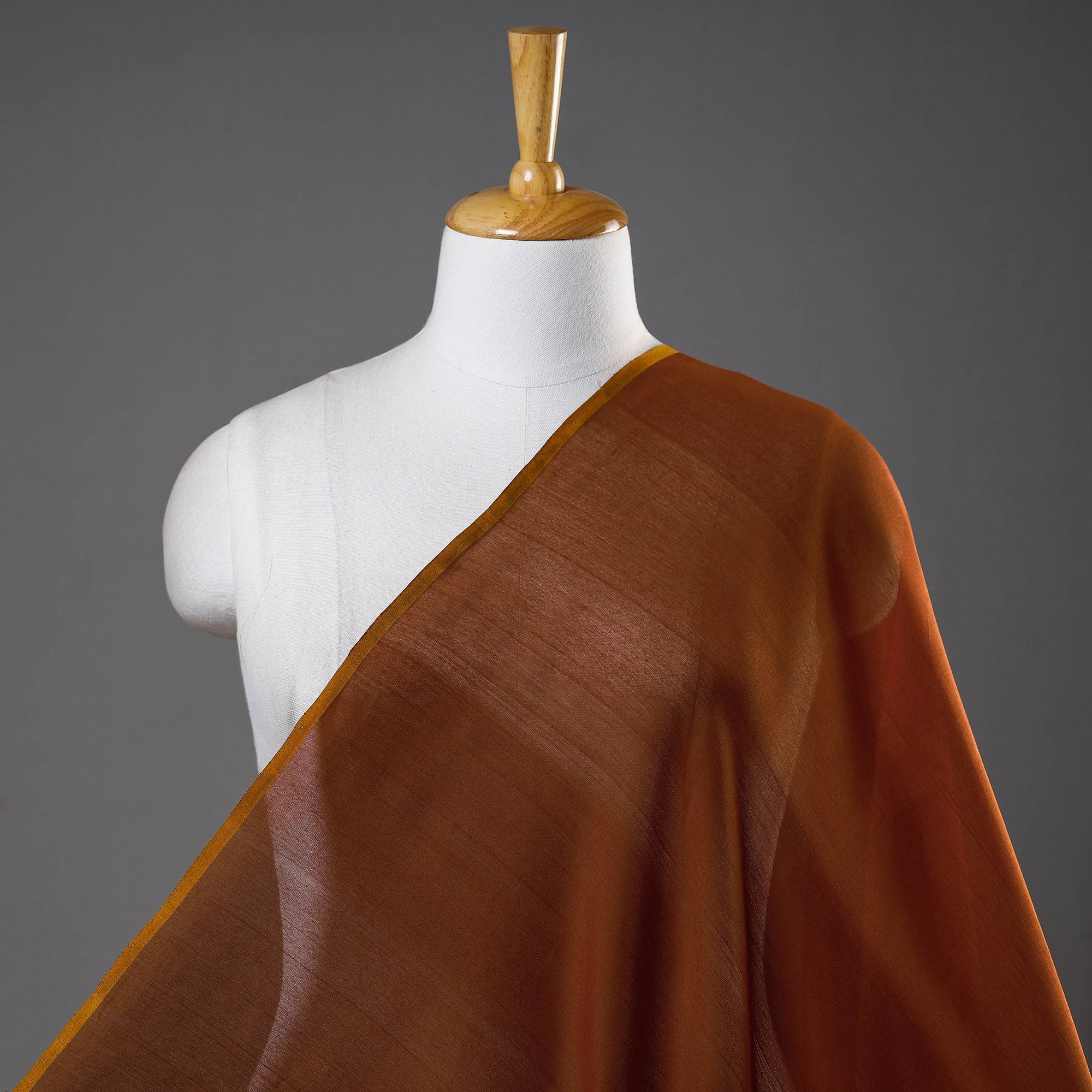 ITOKRI CRAFTS INITIATIVE Brown - Maheshwari Silk Cotton Handloom Fabric