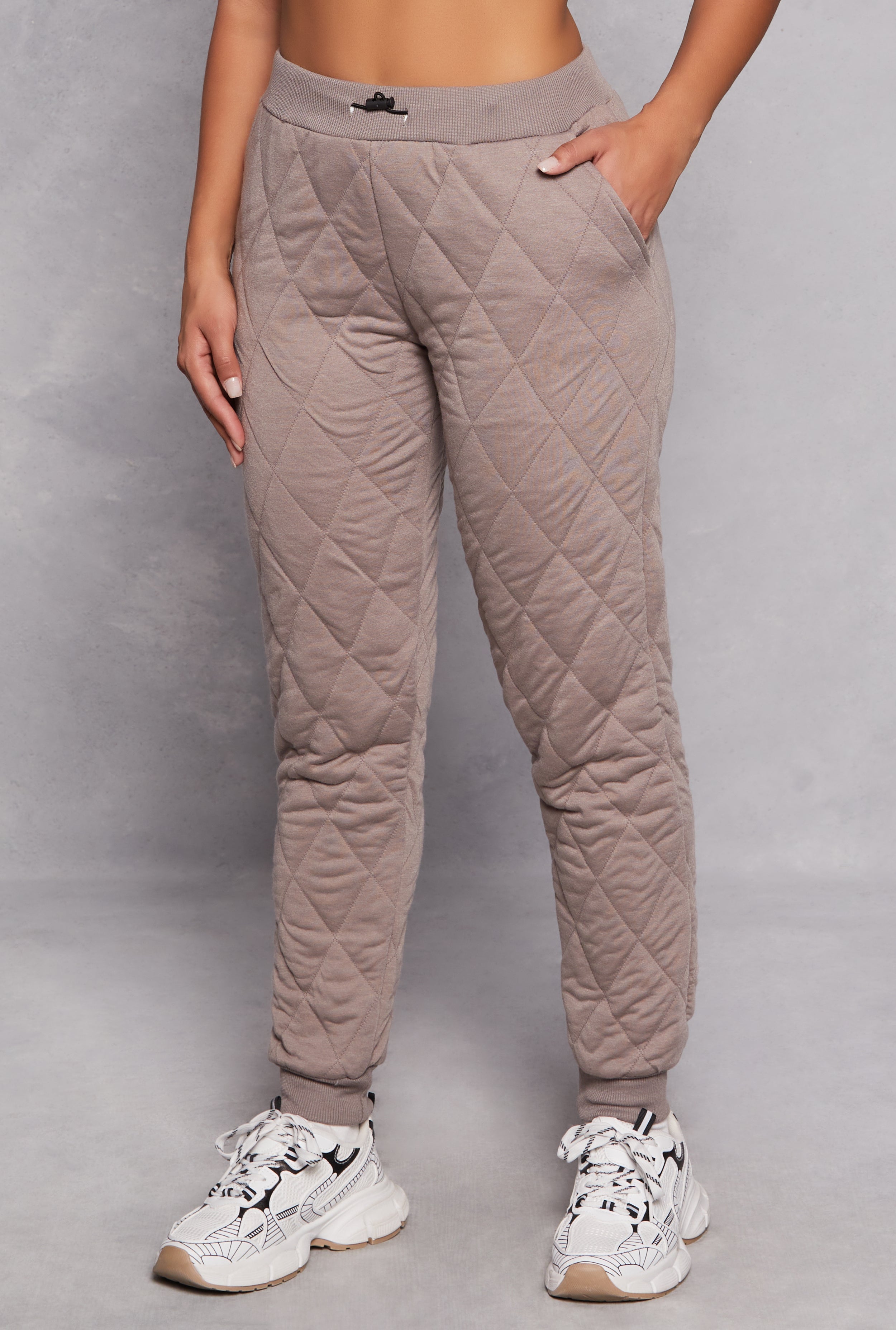 Rainbow Shops Quilted Toggle Drawstring Joggers - view 2