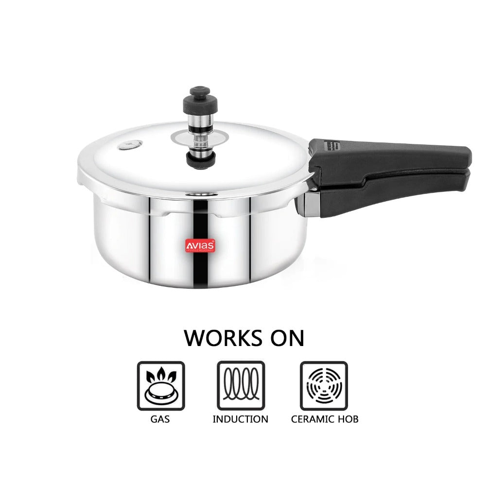 AVIAS Riara Premium Stainless Steel Tri-Ply Pressure Cooker With Outer Lid | Gas & Induction Compatible | Silver - view 5