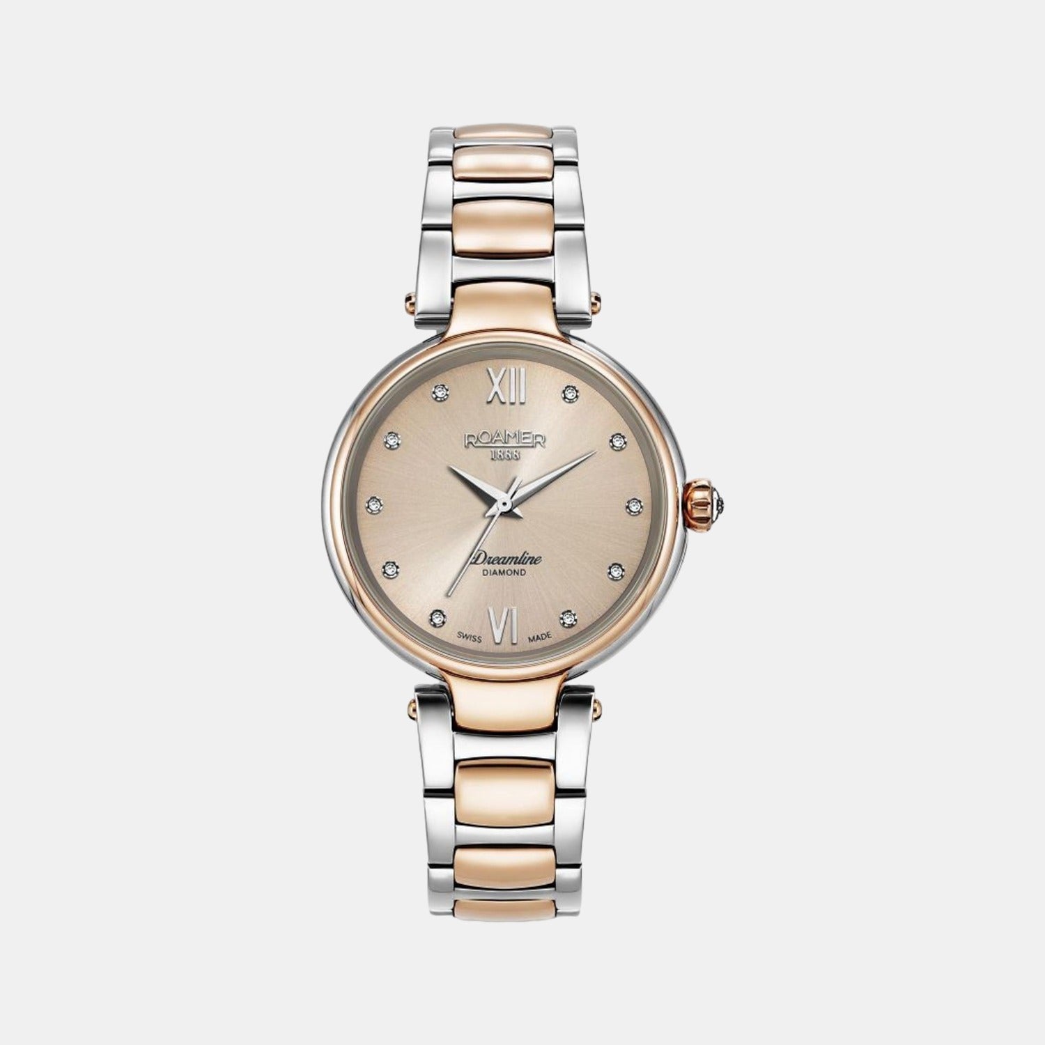 Roamer Dreamline Diamond Women Quartz Rose Gold Dial Analog Stainless Steel Watch 857847 49 38 50