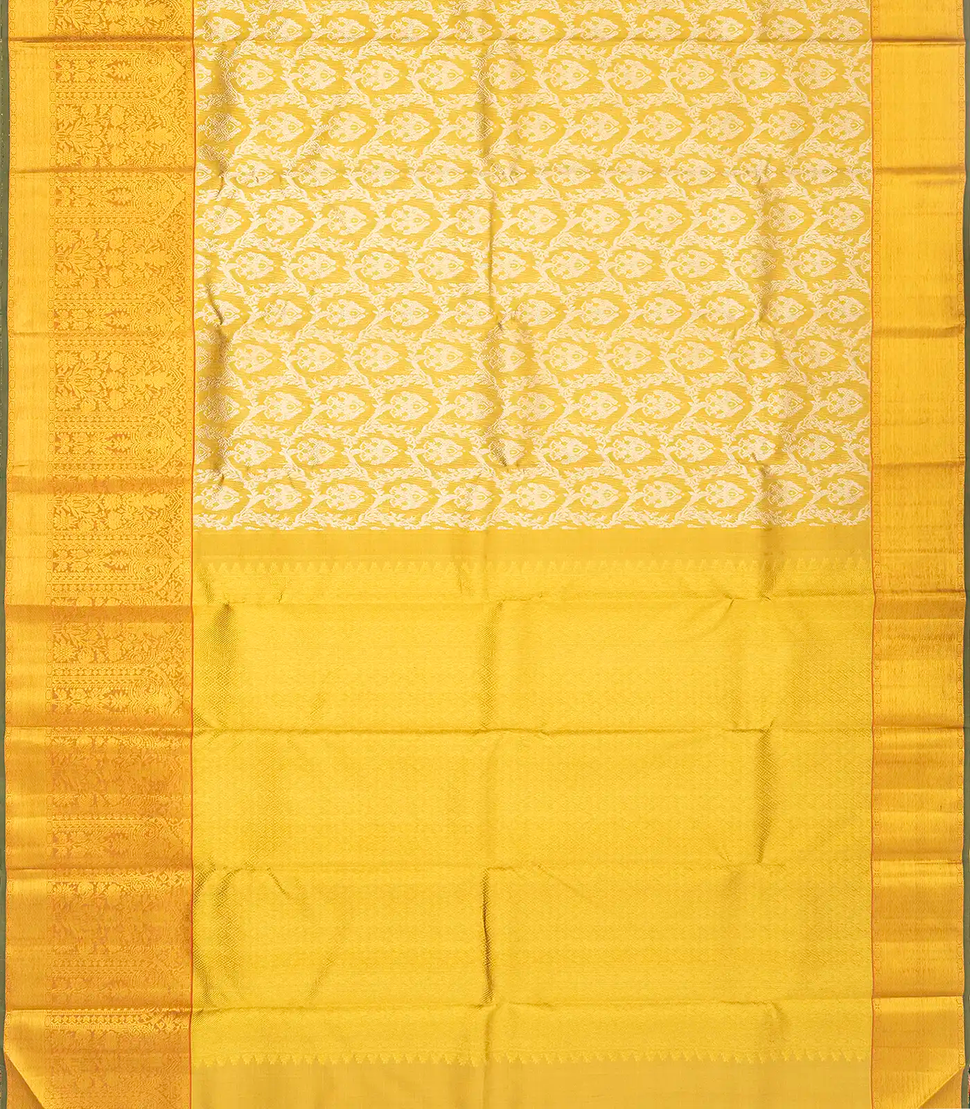 RmKV Gold Handloom Kanchipuram Silk Saree With Floral Jaal Motifs - view 2