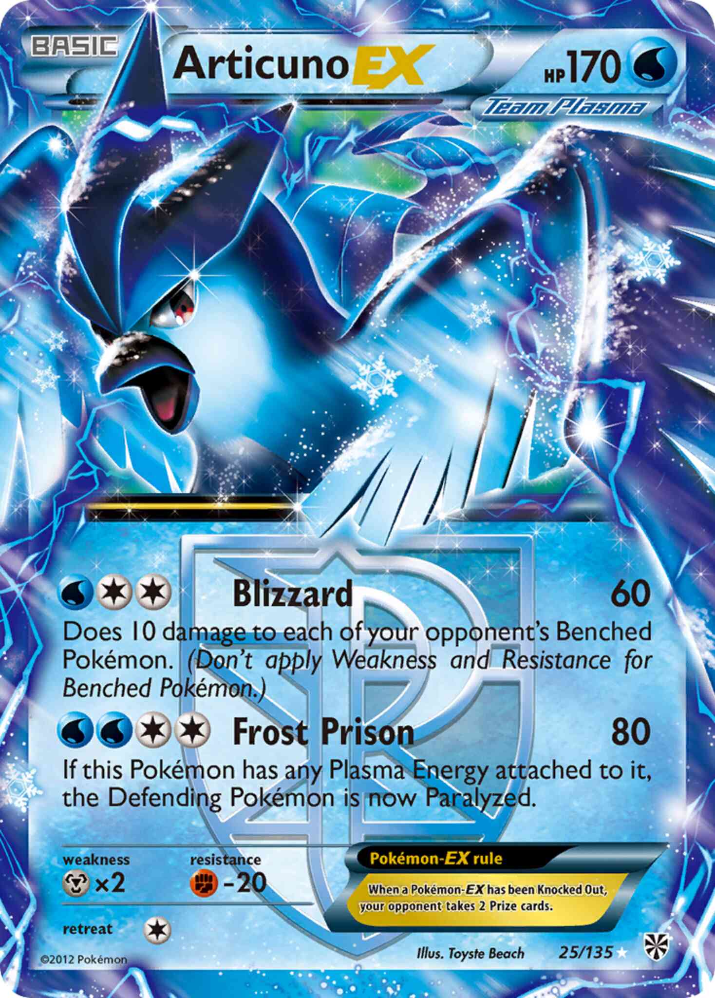 Pokémon Articuno-EX - 25/135 - Rare Holo EX [bw8-25] [Ultra]