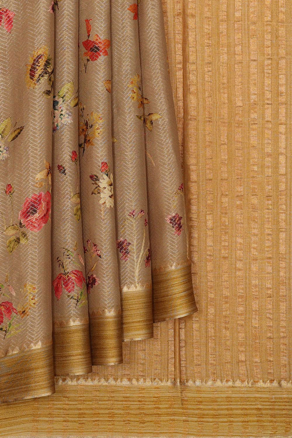 Kalanjali Georgette Beige Saree – Women's