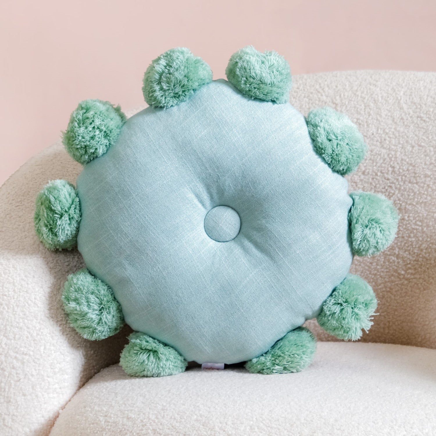 Nestasia Pom Pom Round Cushion Mint Green 17 Inch - view 6