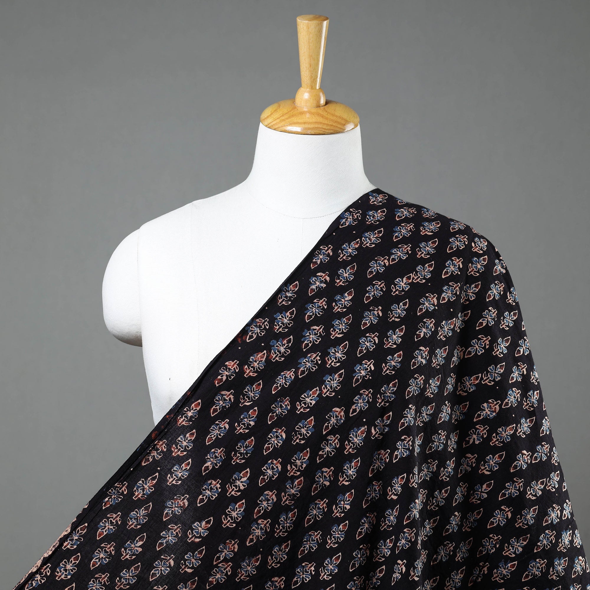 KACHCHH JI CHHAAP Black - Ajrakh Hand Block Printed Cotton Fabric 18