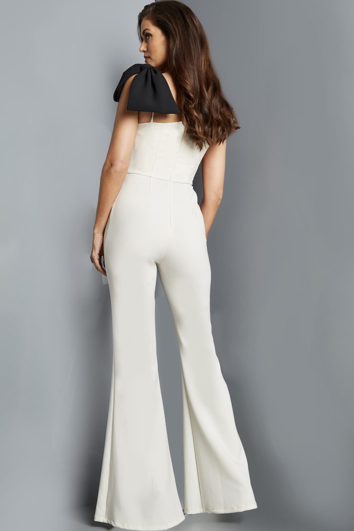 Jovani 22589 Long Bow Shoulder Formal Jumpsuit - view 2