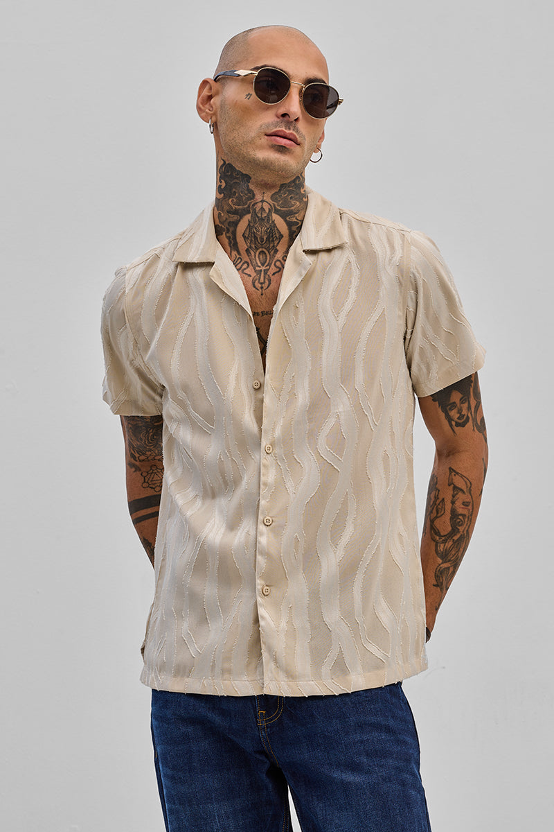 SNITCH Beige Textured Box Fit Shirt