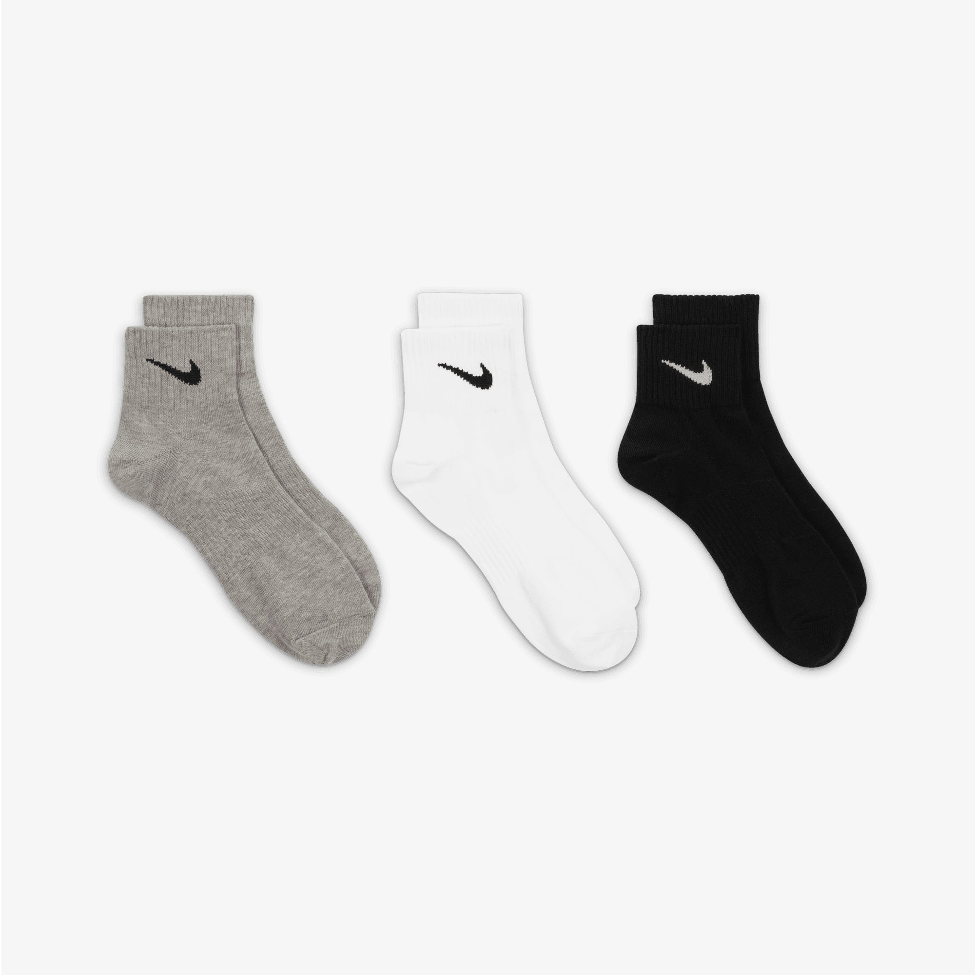 Nike | Performance Lightweight Training Ankle Socks (3 Pairs) { Grey/white/black - view 2